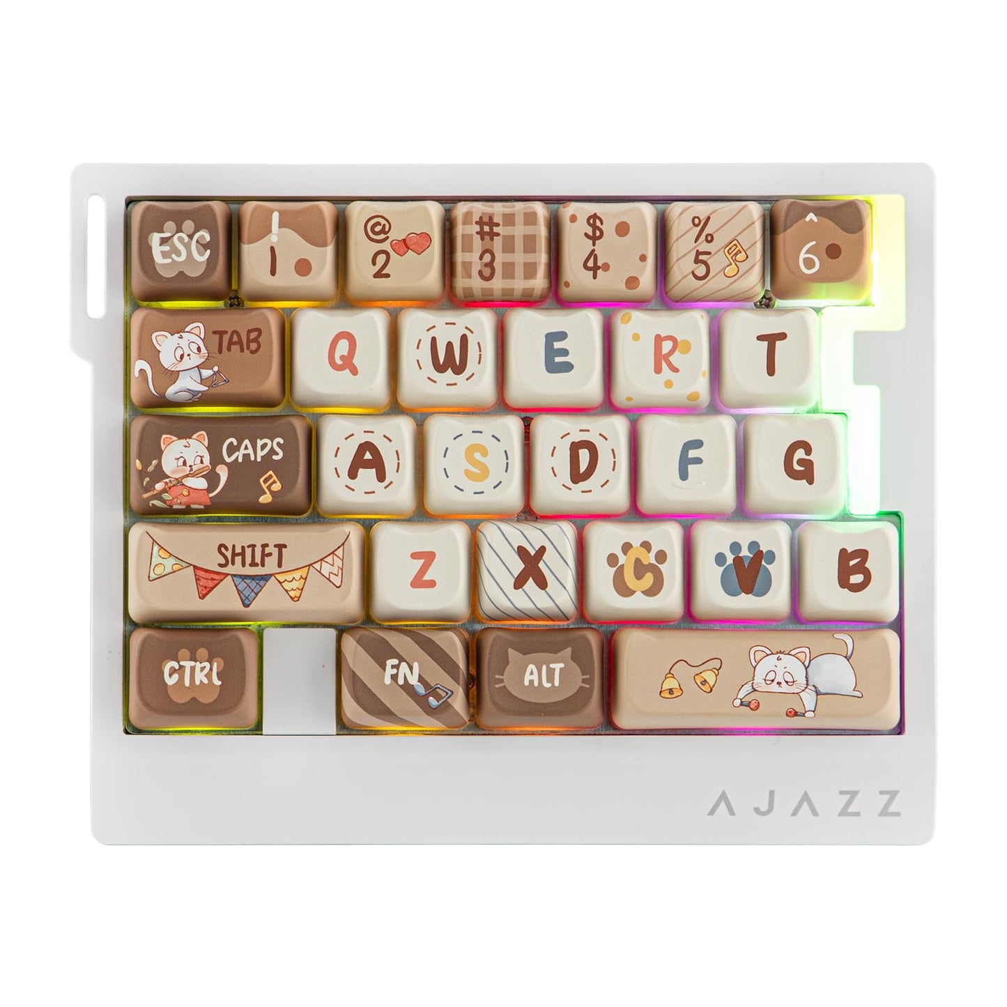 MechLands AJAZZ AK029 One Handed Gaming Keyboard 8Khz Polling 29 Keys Rapid Fast Wired Keyboard SOCD & DKS Magnetic Switch Adjustable Actuation RGB Backlits Aluminum Plate (White Brown)
