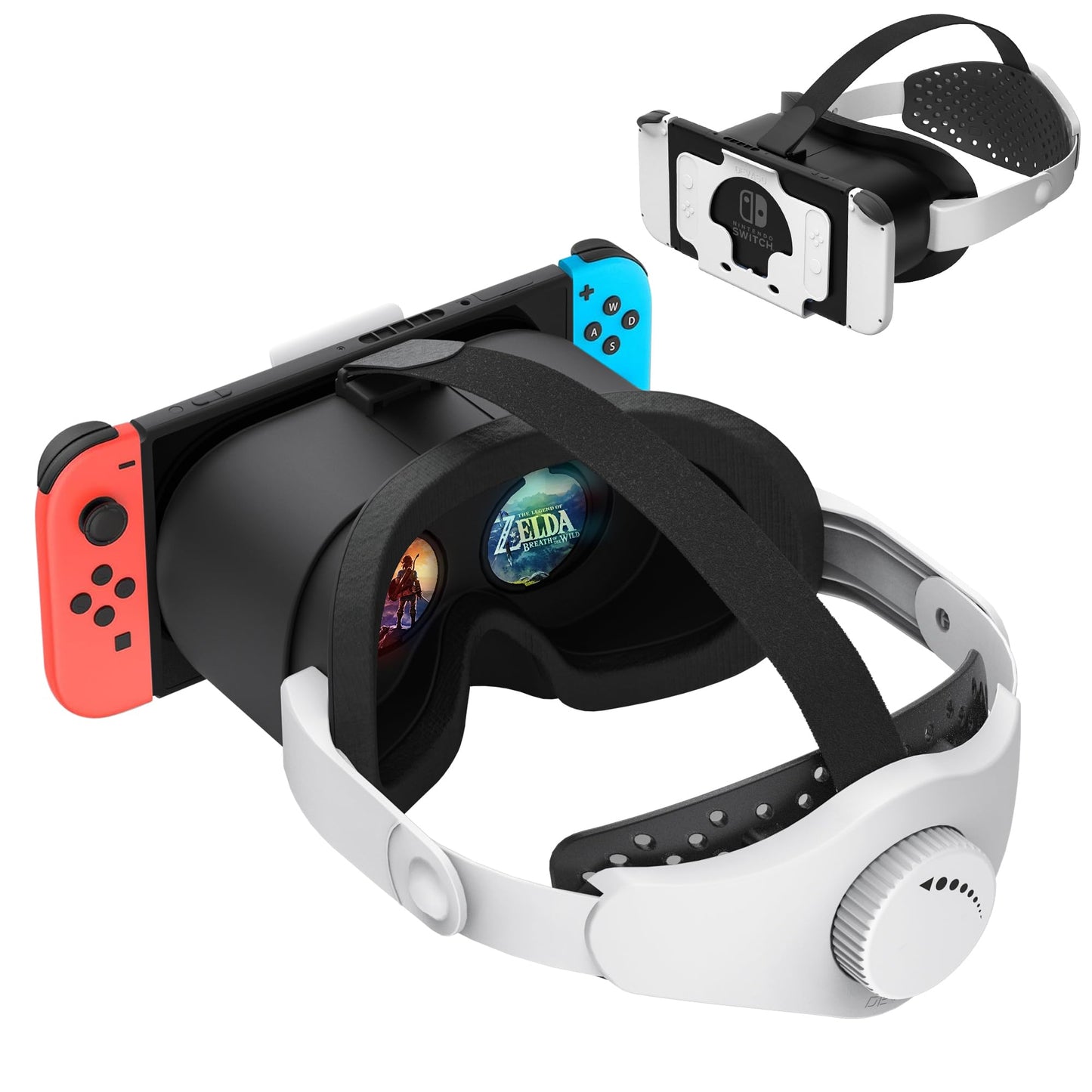 Upgraded VR Headset for Nintendo Switch & Switch OLED Model Switch VR Virtual Boy Games Glasses with Adjustable HD Lenses and Head Strap with Rotary Button Labo VR for Switch Accessory(Black&White)