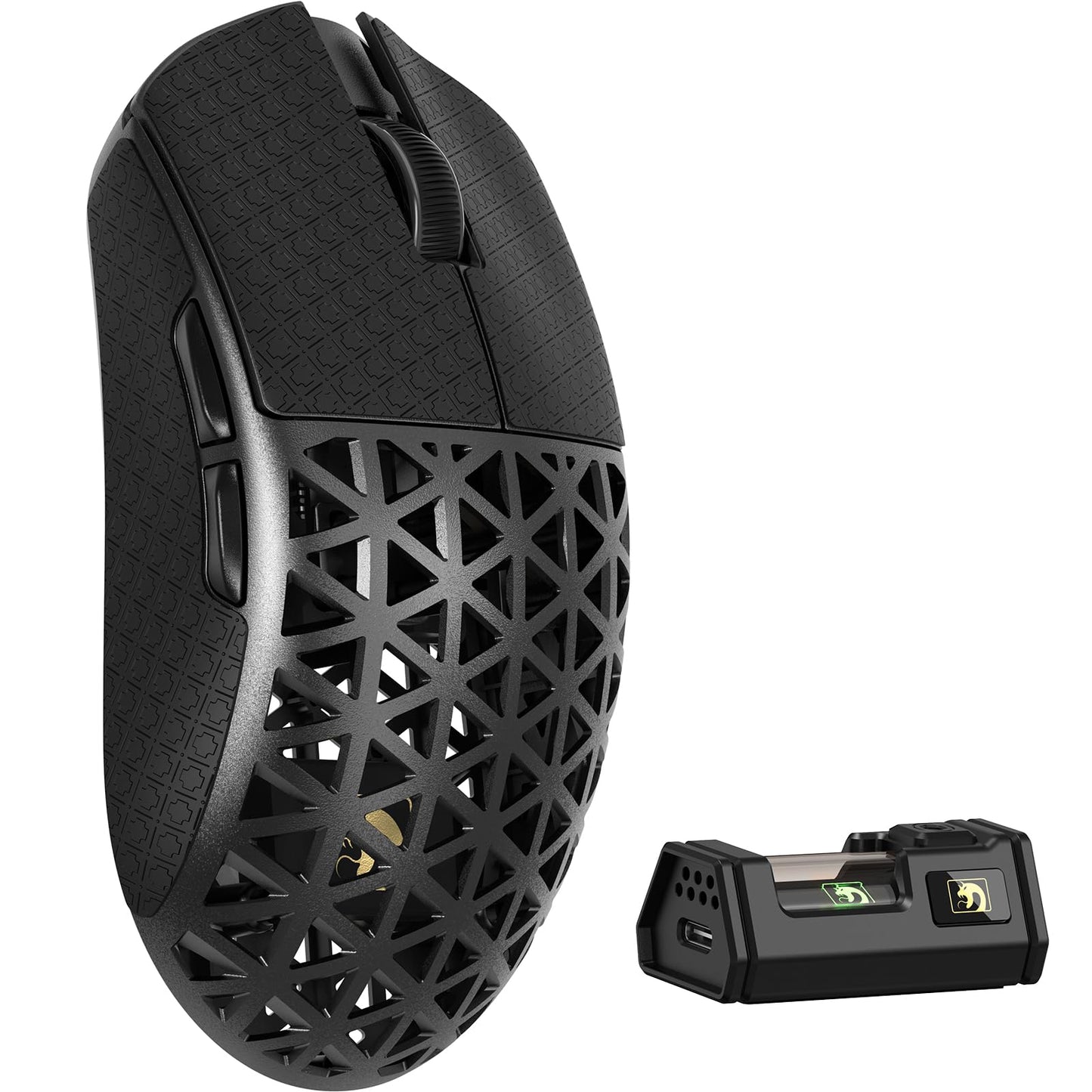MAMBASNAKE M5 Ultra Carbon Fiber 8KHz Wireless Gaming Mouse PAW3950 Sensor 42K DPI 39g Lightweight Tri-Mode 2.4GHz/BT/Wired Computer Mice Web Driver Support for Win/Mac/FPS/MOBA/Esports-Black(B)