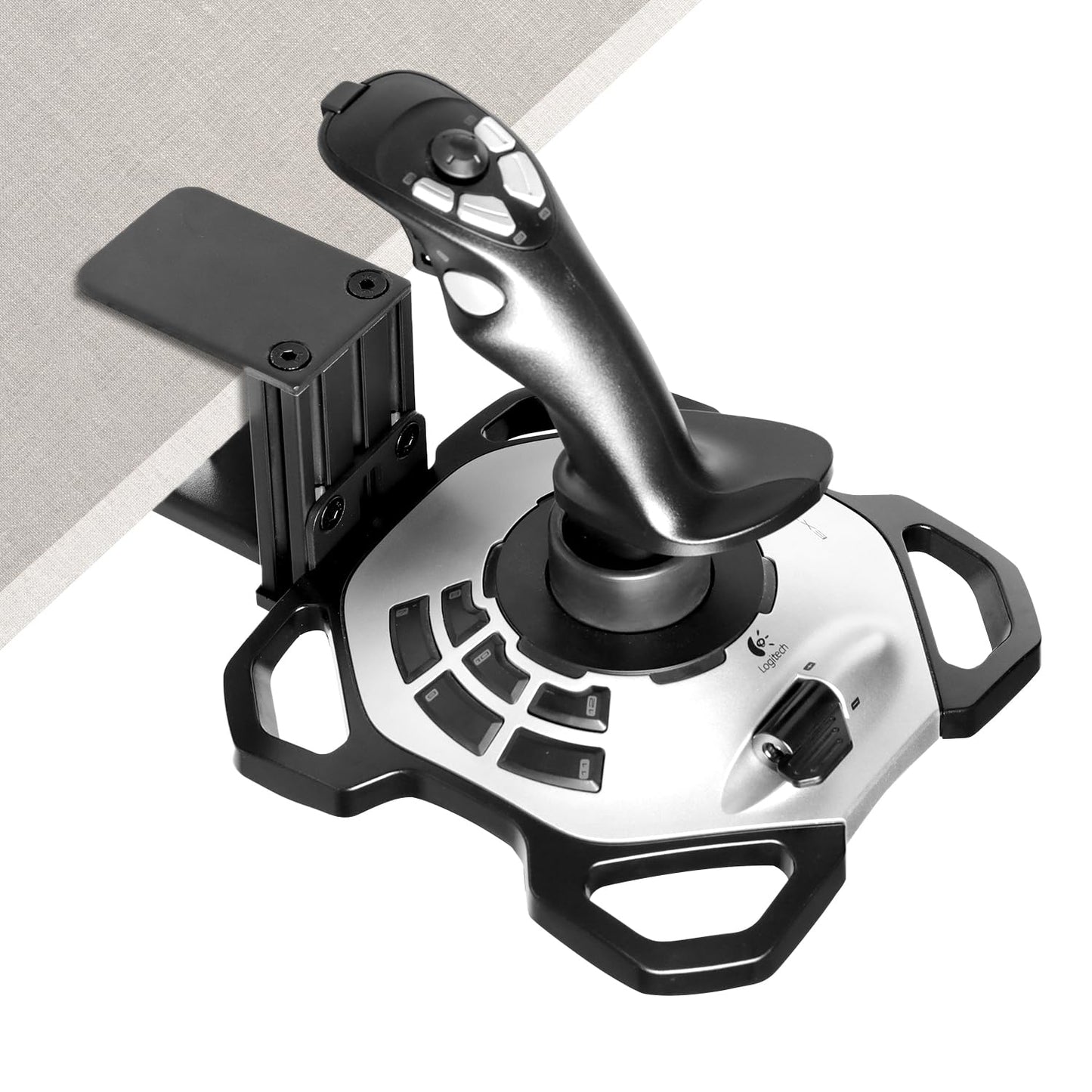 Hikig Steel Clamp-on Joystick Mount for Logitech G Extreme 3D PRO - Adjustable Durable Desk Holder, Model PLYG-MZTJ-27515