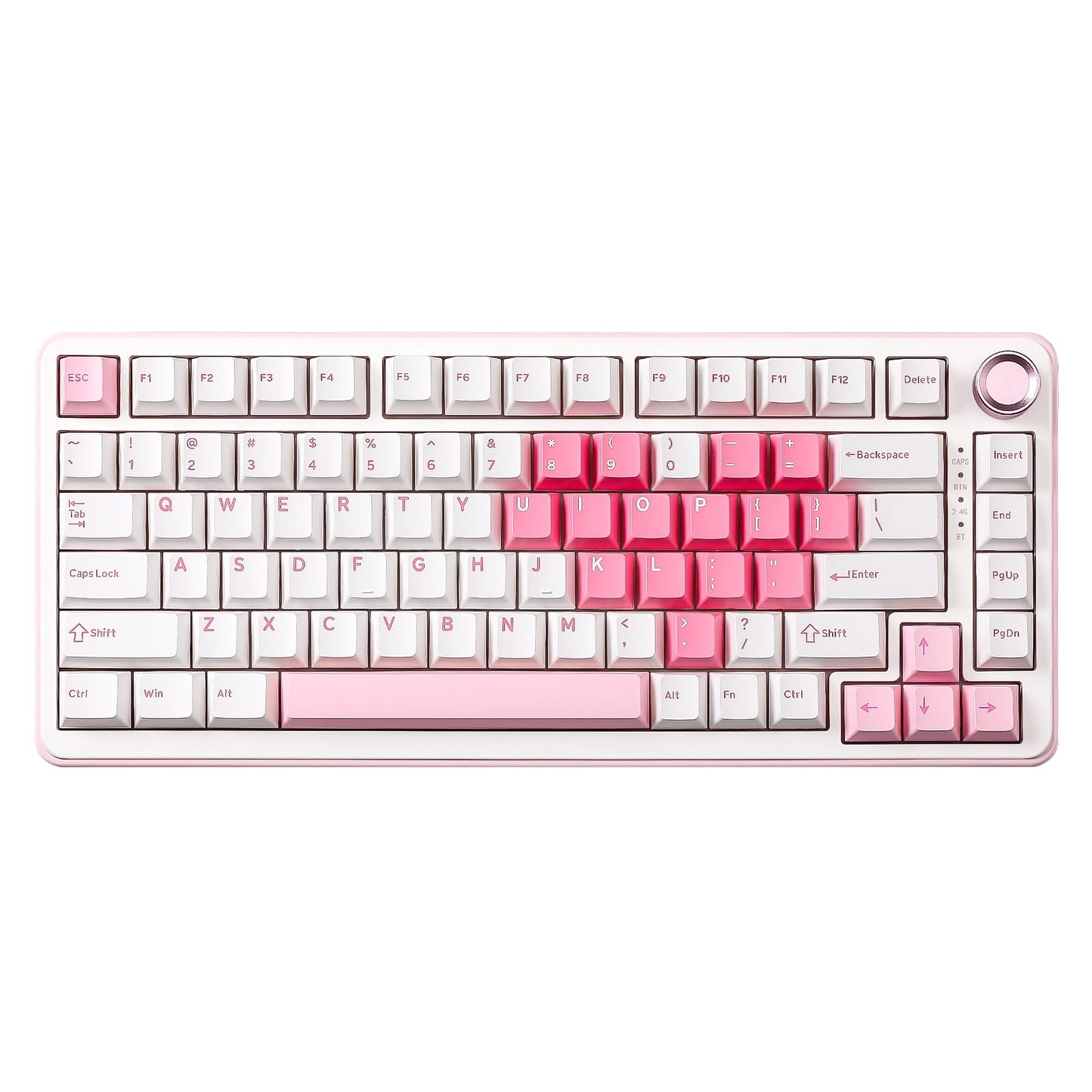 YUNZII B75 PRO Wireless Mechanical Keyboard 75% Layout with Knob Hot Swap Gasket Structure Creamy Pre-lubed Switches RGB Backlit Bluetooth/Type-C/2.4G for Win/Mac (White Cocoa Cream V2 Switch)
