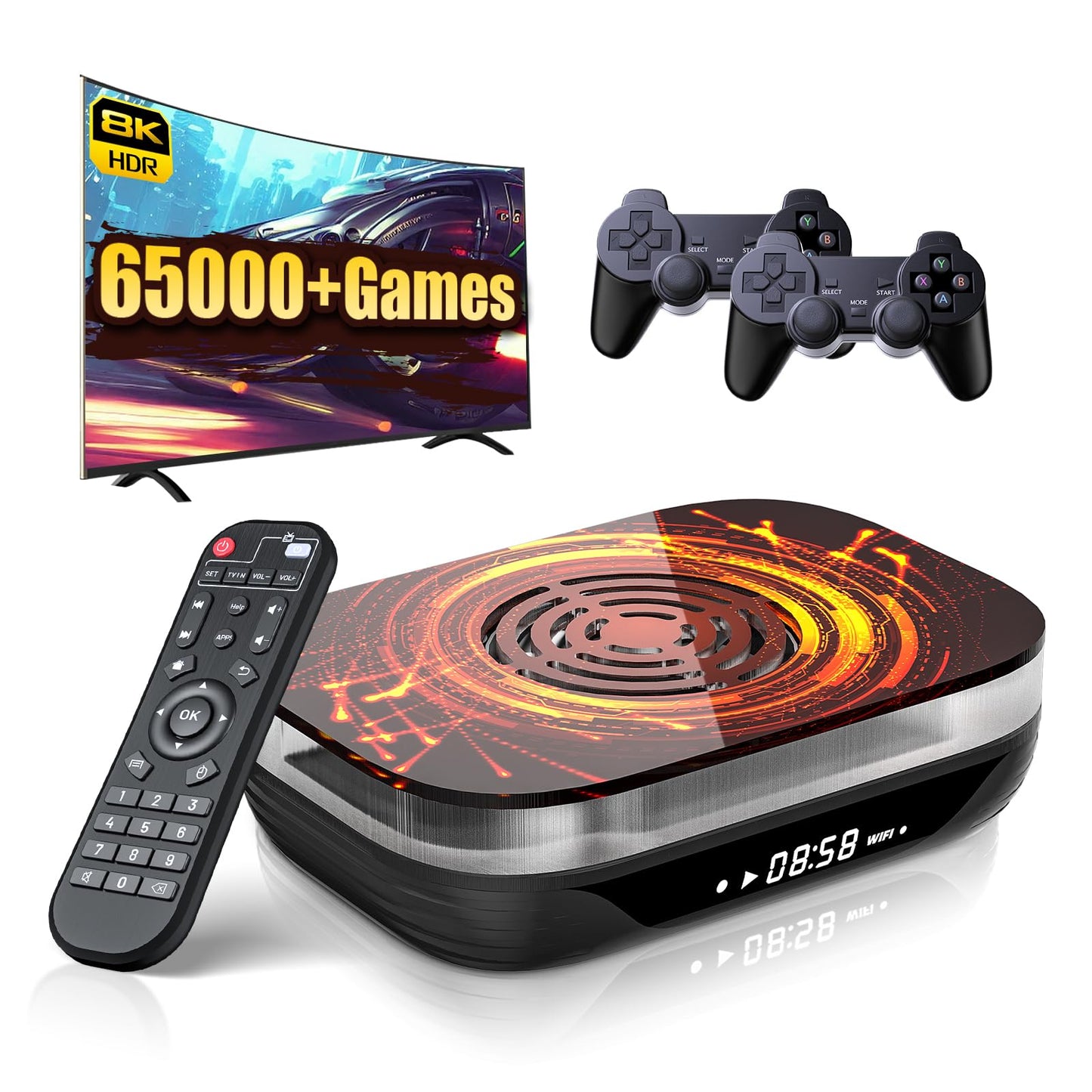 Kinhank Super Console X4 Plus Video Game Console Pre-Built-in 60000+Games Retro Game Console muELEC 4.6/Android 11.0/CoreELEC 3 Systems in 1 8K UHD Display Dual WiFi BT 4.0 USB 3.0