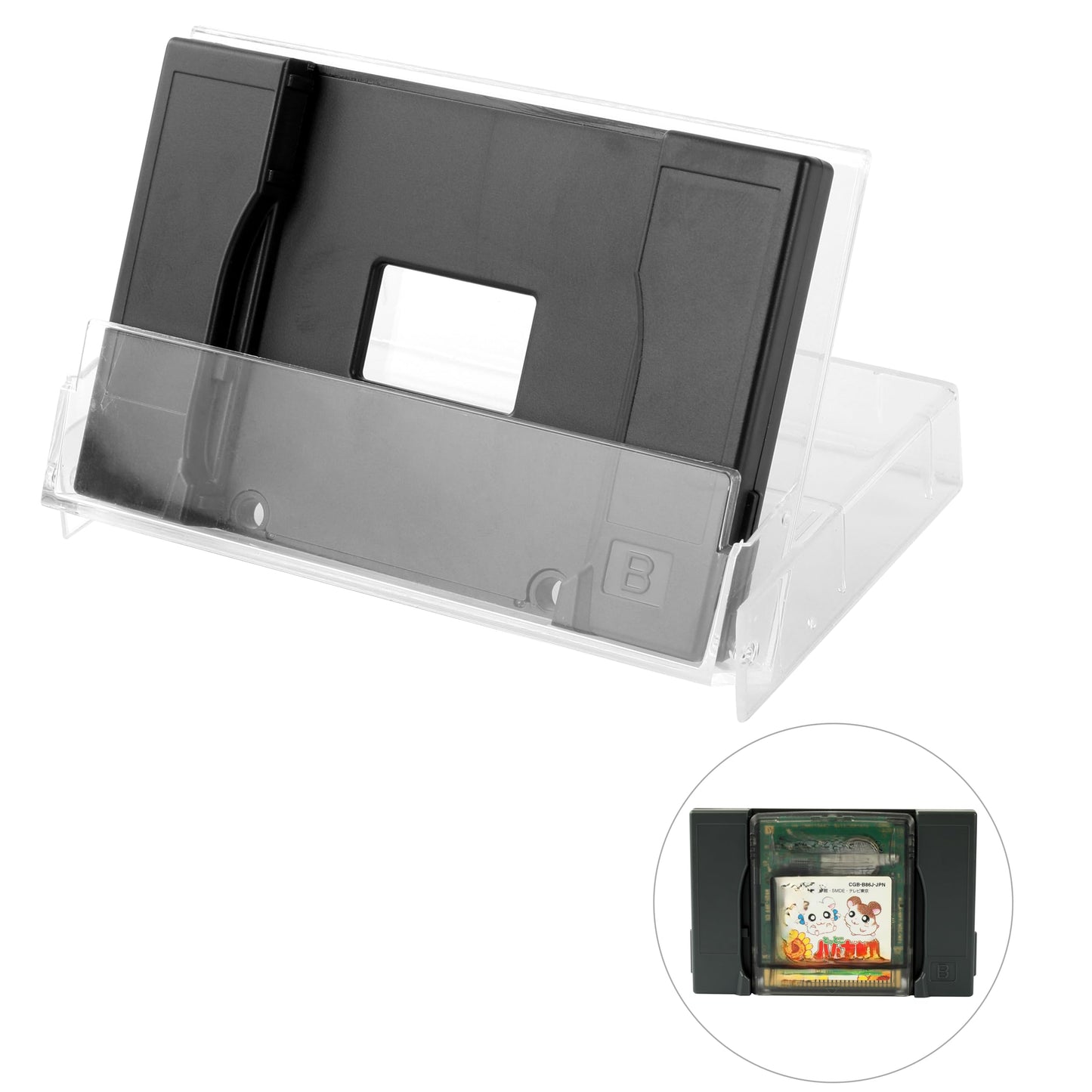 GBC Game Cartridge Case Compatible with Nintendo Game Boy Color and Game Boy (GB) Cartridges Transparent Outer Shell with Black Inner Tray Protective Storage for Single Game Card