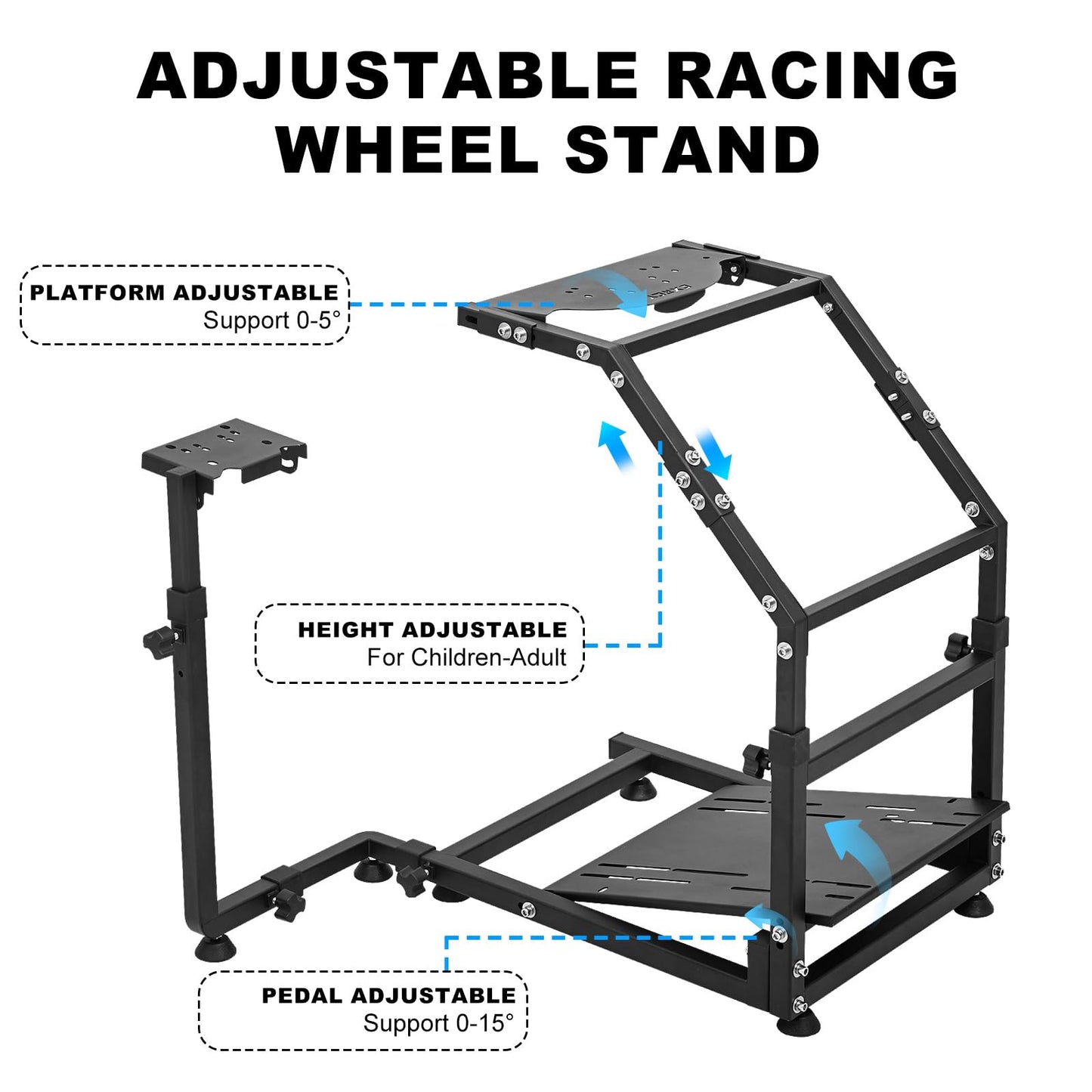 CXRCY Racing Wheel Stand - Height Adjustable, Foldable, Compatible with Logitech G920/G29/G27/G25, Black with Adjustable Shifter Pedal
