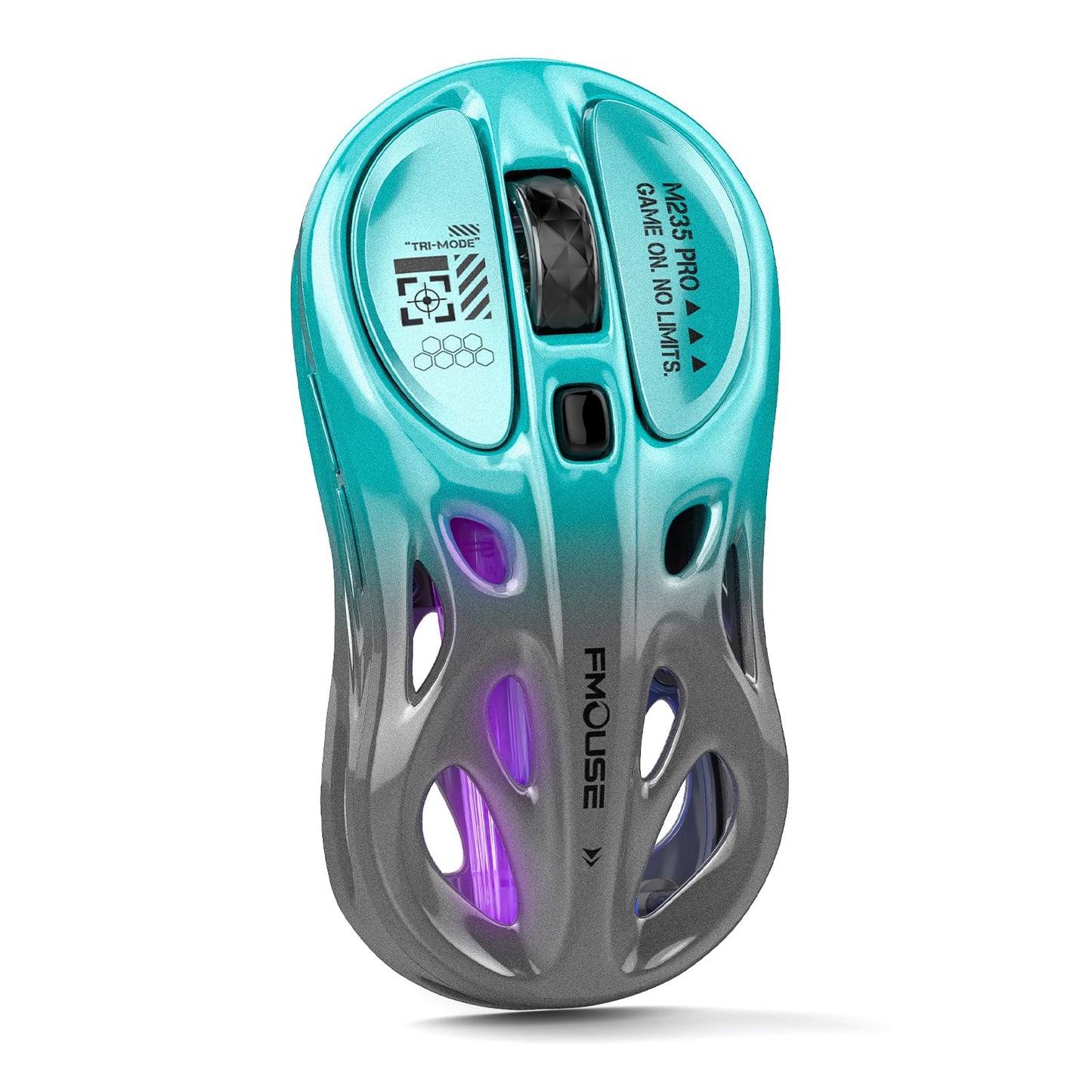 Attoe M235 Wireless Gaming Mouse 65g Ultra-Lightweight Hollowed-Out Sports Car Design 4800 DPI Tri-Mode (2.4G/BT/Wired) 8 Programmable Buttons RGB Lighting 1000Hz Polling Rate (Seafoam Gray)