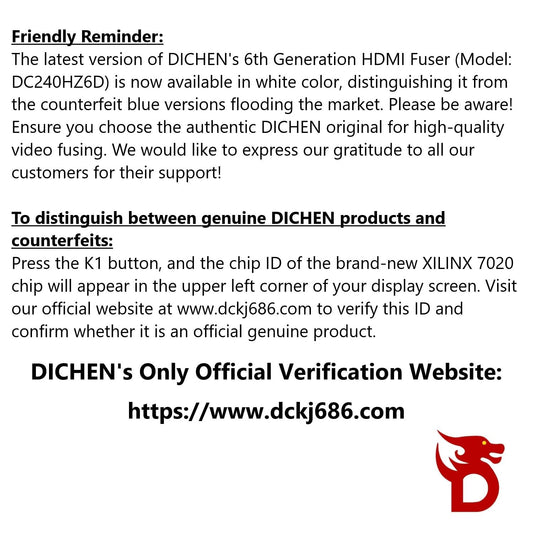 DICHEN DMA Fuser Combiner Display Overlay Adapter, 2K 144Hz HDMI, Aluminum Alloy, White, US Plug