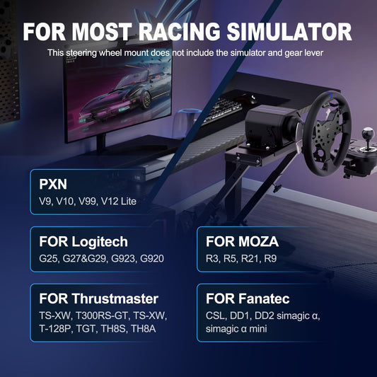 PXN A10 Racing Wheel Stand - Simulator Cockpit Mount for G29 G920 G923 - Black - 28.74x19.09x6.69 inches