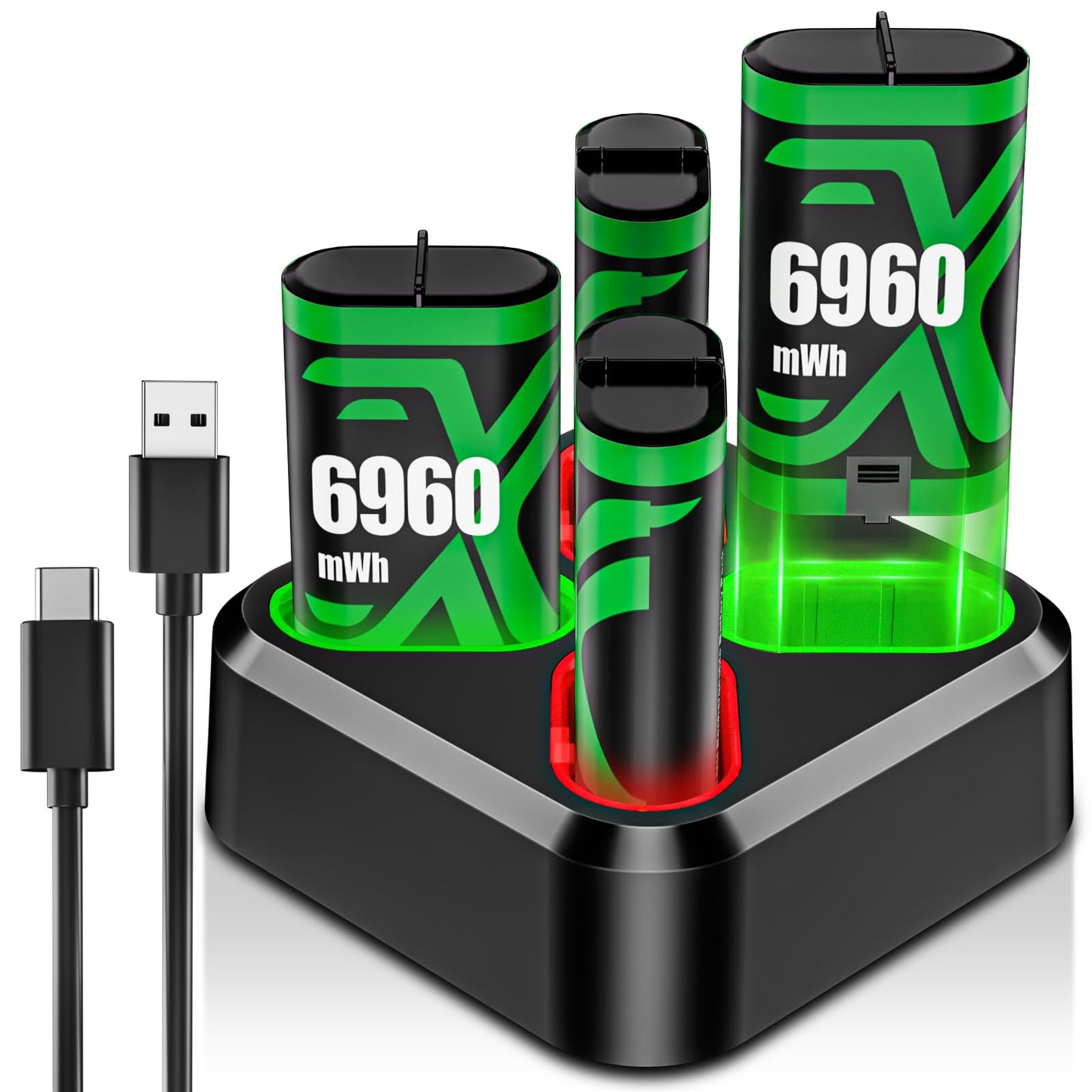 Rechargeable Xbox Controller Battery Pack for Xbox one/Xbox One S/Xbox One X/Xbox One Elite/Xbox Series X|S 4x6960mWh Batteries Pack for Xbox Accessories Kits Xbox Rechargeable Battery Pack(4 Pack)