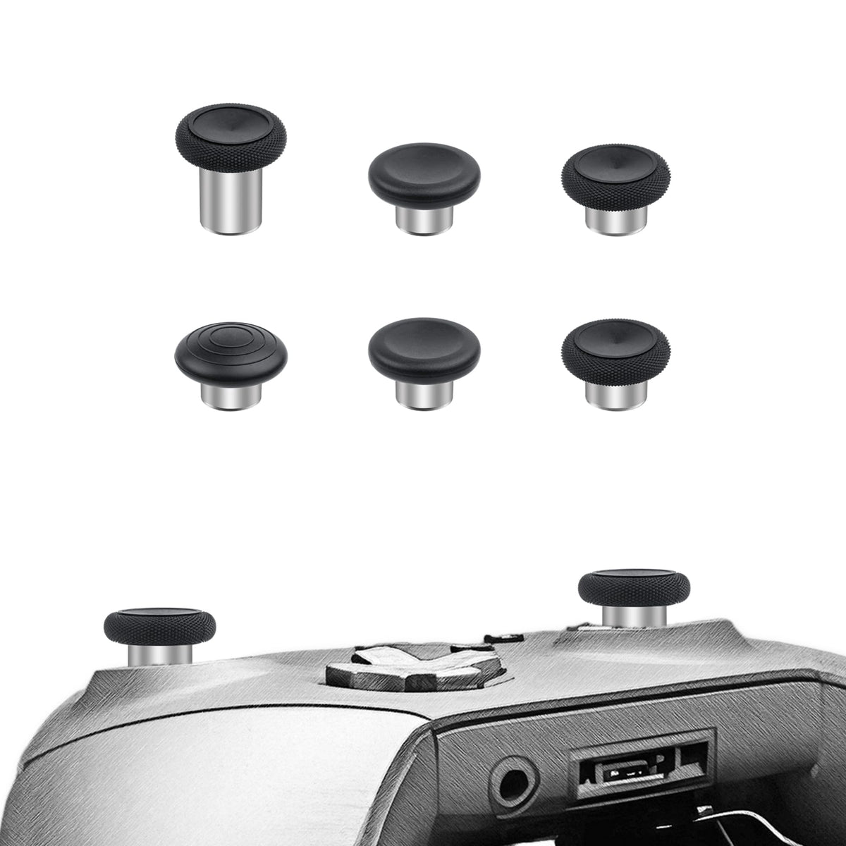 Mcbazel Metal Thumbsticks Replacement for fine design Series 2 6 in 1 Metal Custom Button Set fit for Xbox One fine design Series 2 Controller - Black