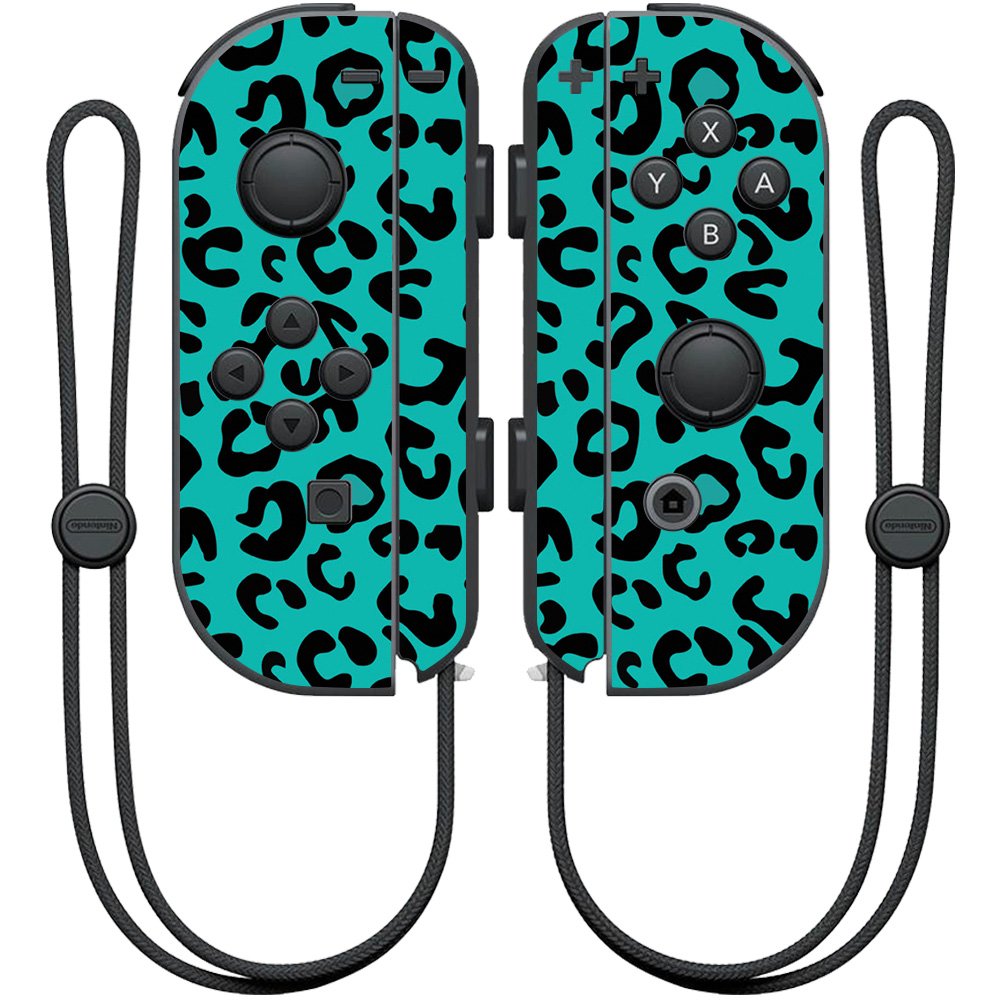 MightySkins Skin Compatible with Nintendo Joy-Con Controller wrap Cover Sticker Skins Teal Leopard