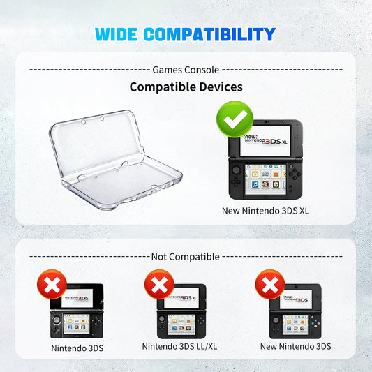 Vranzoral Clear Case for New 3DS XL - Crystal Transparent Hard Shell, Modified Hinge-Less Design, Model 012