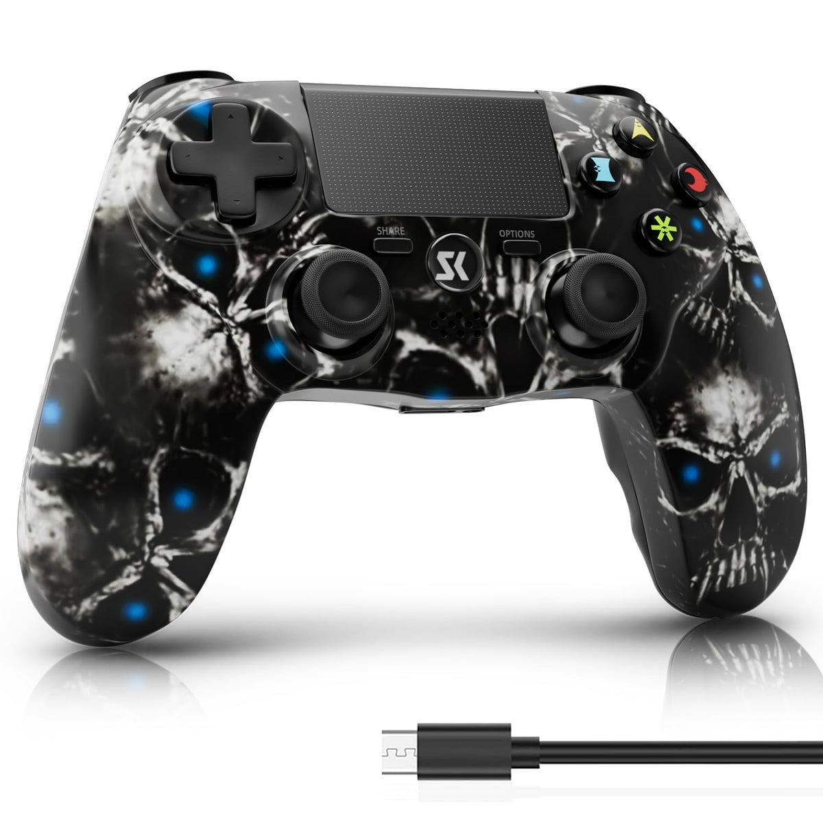 ISHAKO Controller for PS4, Wireless Controller with Double Shock/6-Axis Motion Sensor/Speaker & 3.5mm Audio Jack/Touch Pad/800mA