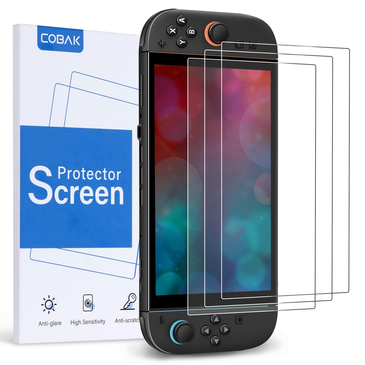 CoBak 3 Pack Screen Protector Tempered Glass for Nintendo Switch 2 2025 Tempered Glass with HD Clarity Scratch Resistance and Bubble-Free Installation