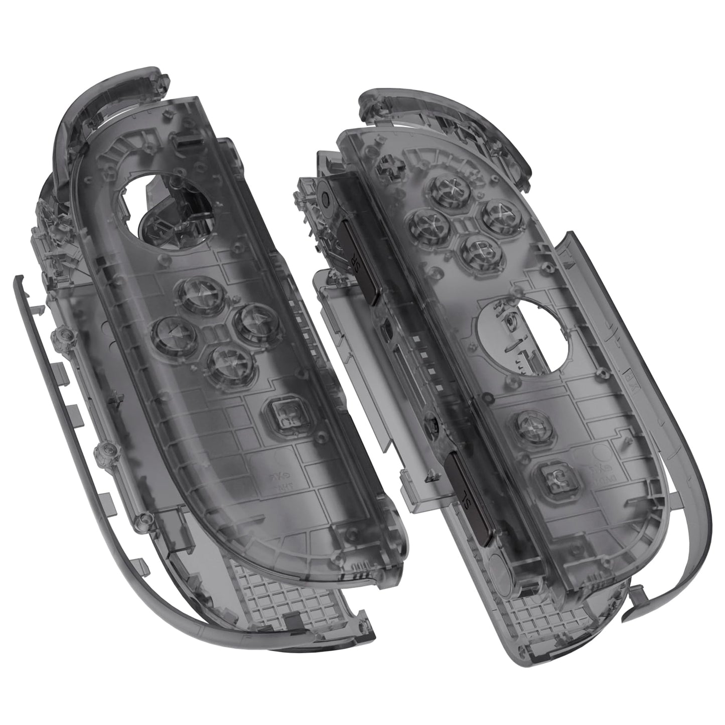 eXtremeRate DIY Replacement Shell Buttons for Joycon 2 Custom Full Housing Case + Decorative Strips + Middle Bracket + Buttons for Nintendo Switch 2 Controller - Deluxe Version - Clear Slate Black