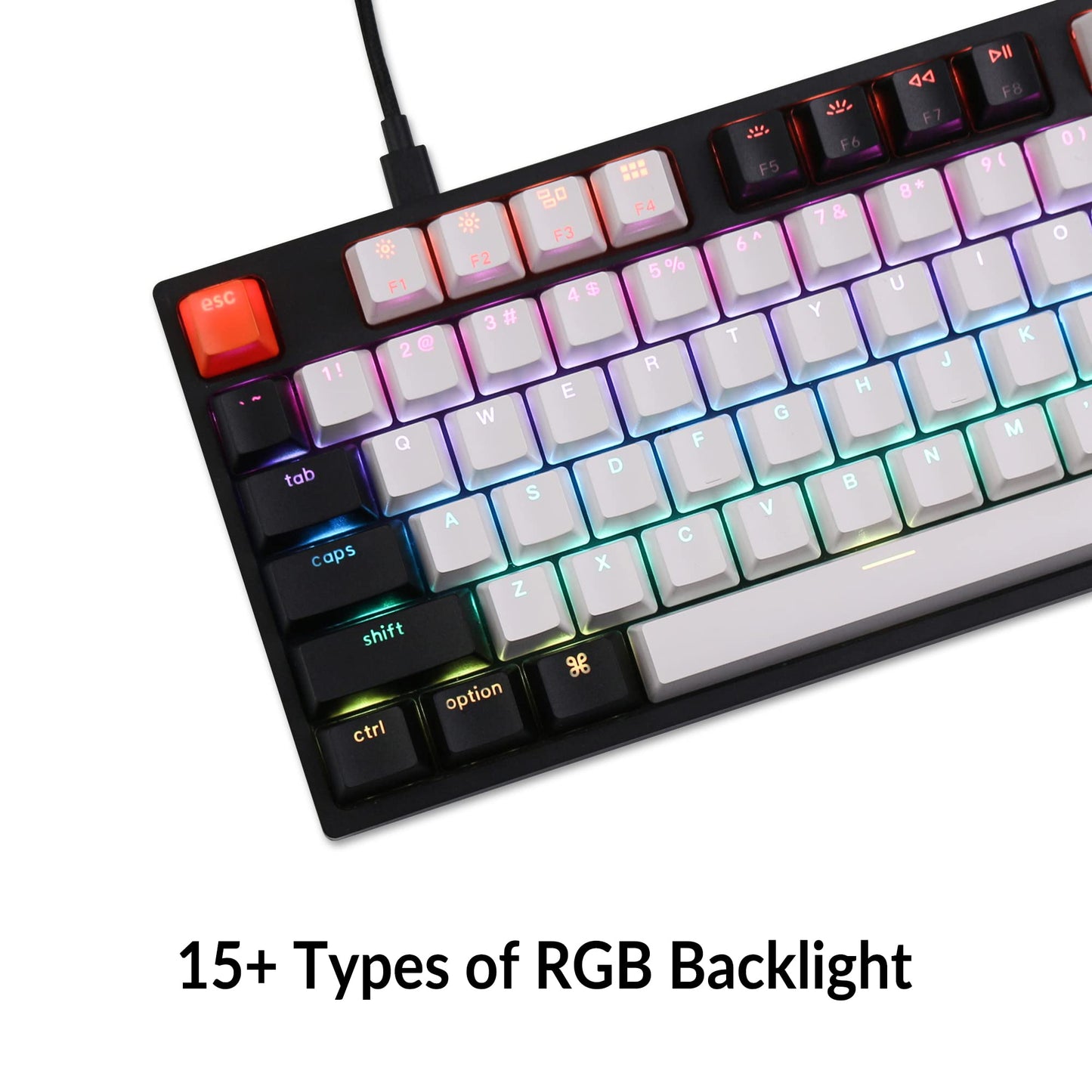 Keychron C1 RGB Mechanical Gaming Keyboard, Gateron Brown Switch, Tenkeyless, USB Type-C, ABS Keycaps, for Mac & Windows
