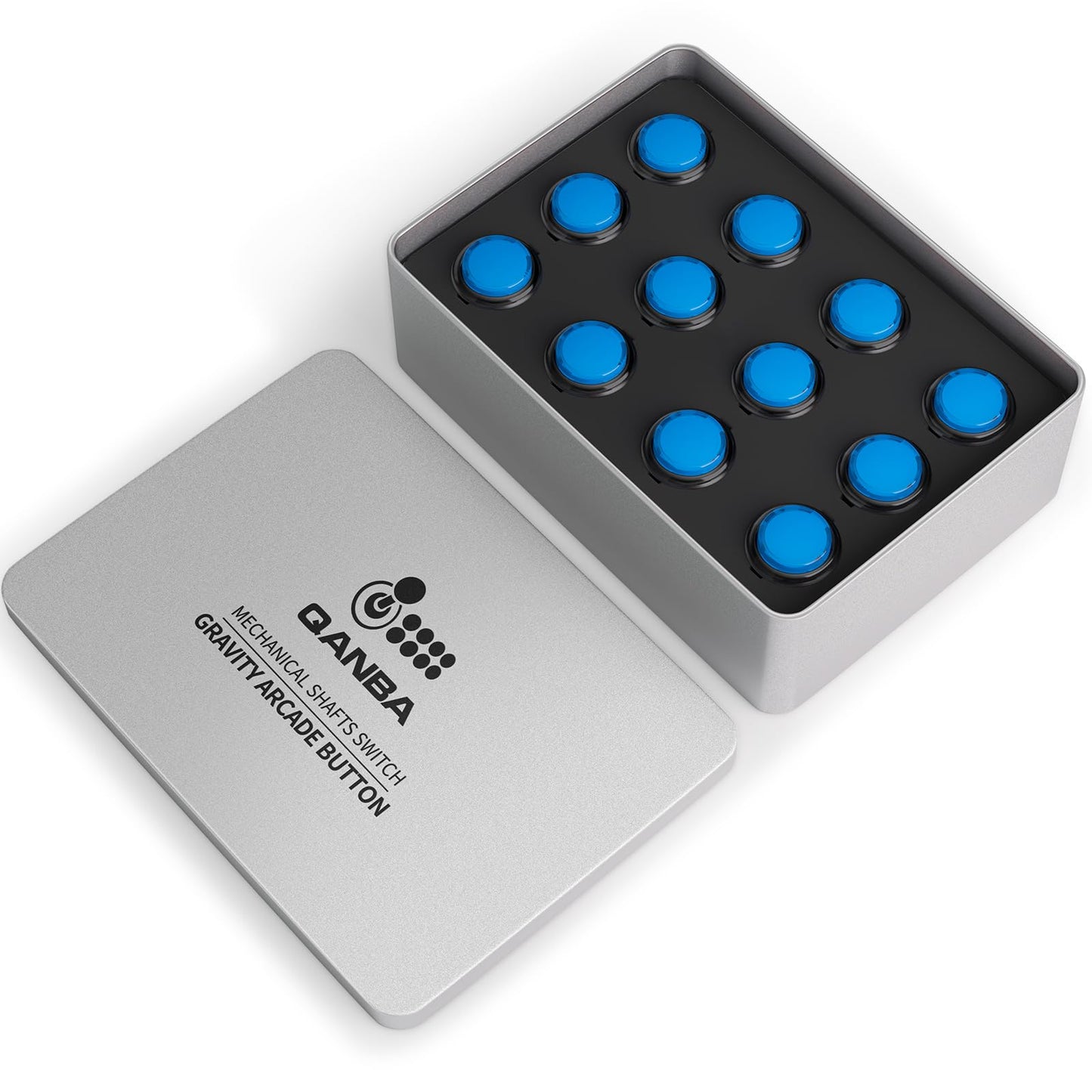 Qanba Gravity KS Mechanical Shafts Silent Pushbutton 24mm Snap-in (Boxed (Clear Black Blue E07(12 pcs)