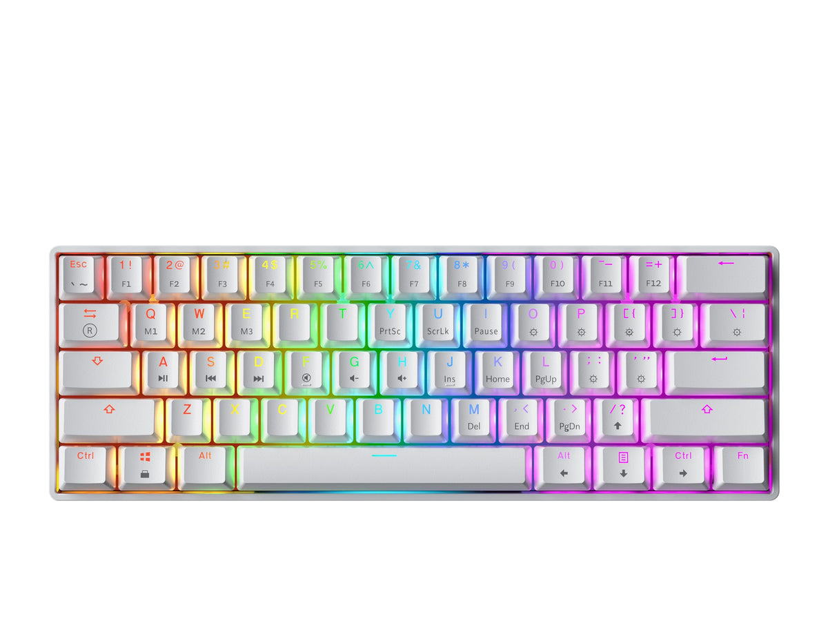 GK61 Mechanical Gaming Keyboard - 61 Keys Multi Color RGB Illuminated LED Backlit Wired Programmable for PC/Mac Gamer (Gateron Optical Brown White)