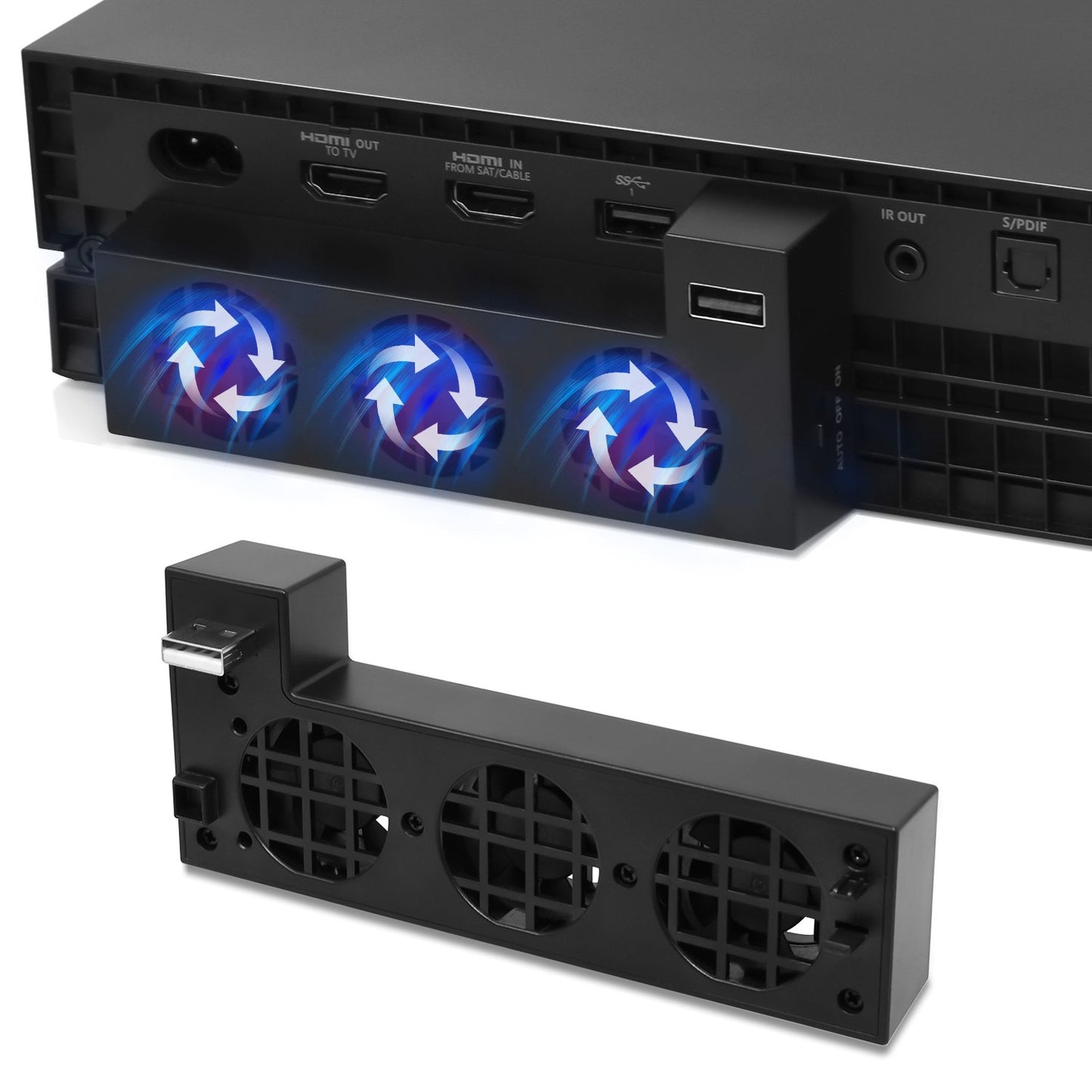 USB Cooling Fan Compatible with Xbox One X Console, Cooling System Compatible with Xbox One X with 3 Cooling Fans and 2.0 USB Po