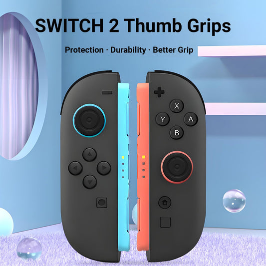 QUBAMG Switch 2 Thumb Caps - 8PCS Soft Silicone Joystick Covers, Non-Slip, Black