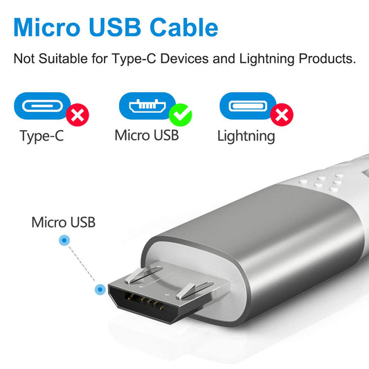 Fasgear Micro USB Cable 16ft - 2 Pack Fast Charging Data Sync for PS4, Xbox One, Galaxy S7/S6 - Black/Blue