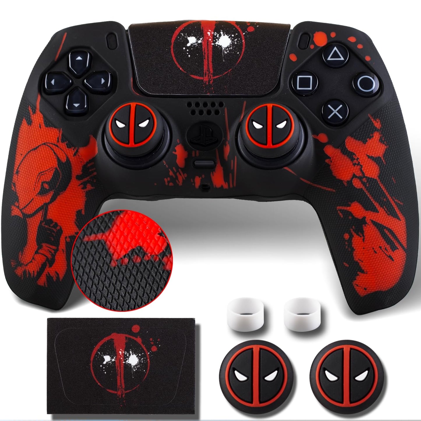 YoRHa Non-Slip Silicone Cover for PS5 Controller with Thumbstick Caps x 2 & Sticker x 1(Depool Theme)