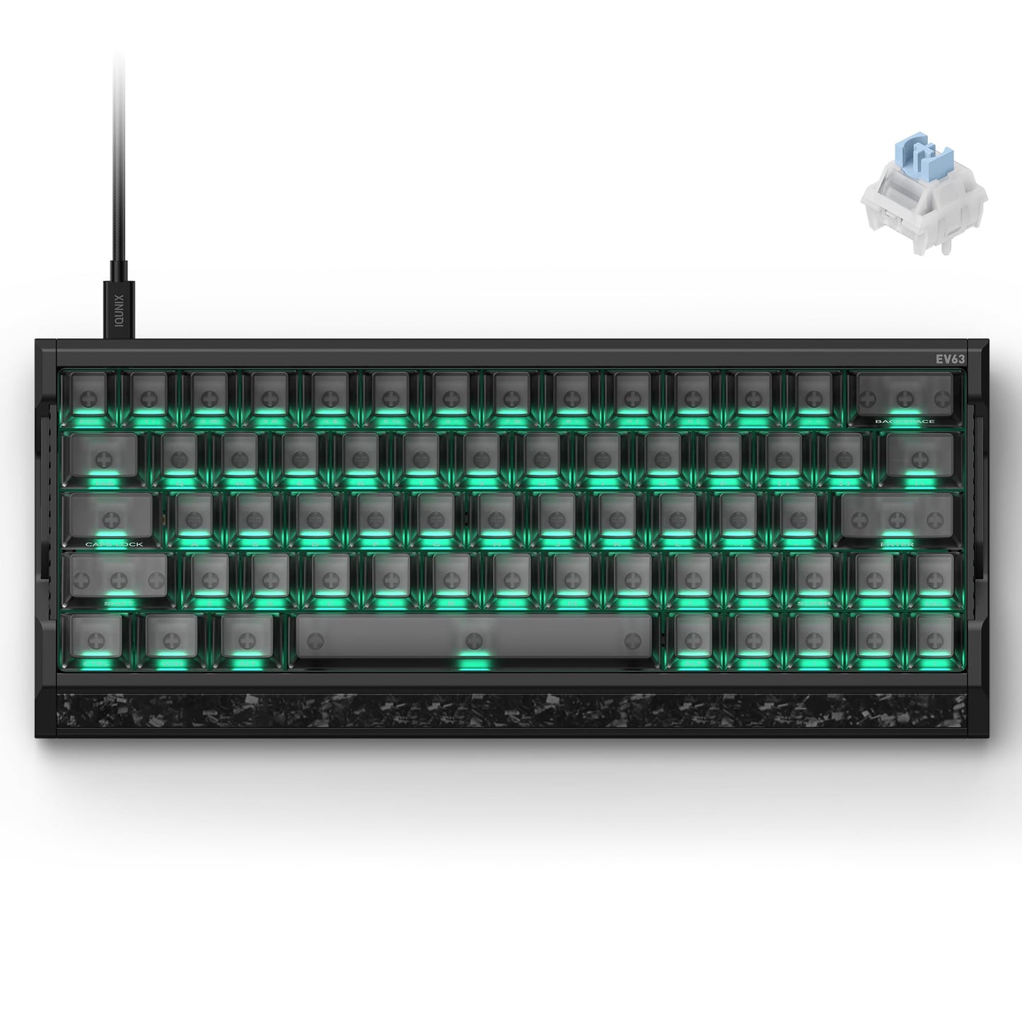 IQUNIX EV63 Hall Effect Gaming Keyboard 60% | Magnetic X Ultra Switch 0.01mm Rapid Trigger 0.125ms Latency 8kHz Polling Adjustable Actuation Aluminum with Forged Carbon for FPS(Dark Knight)