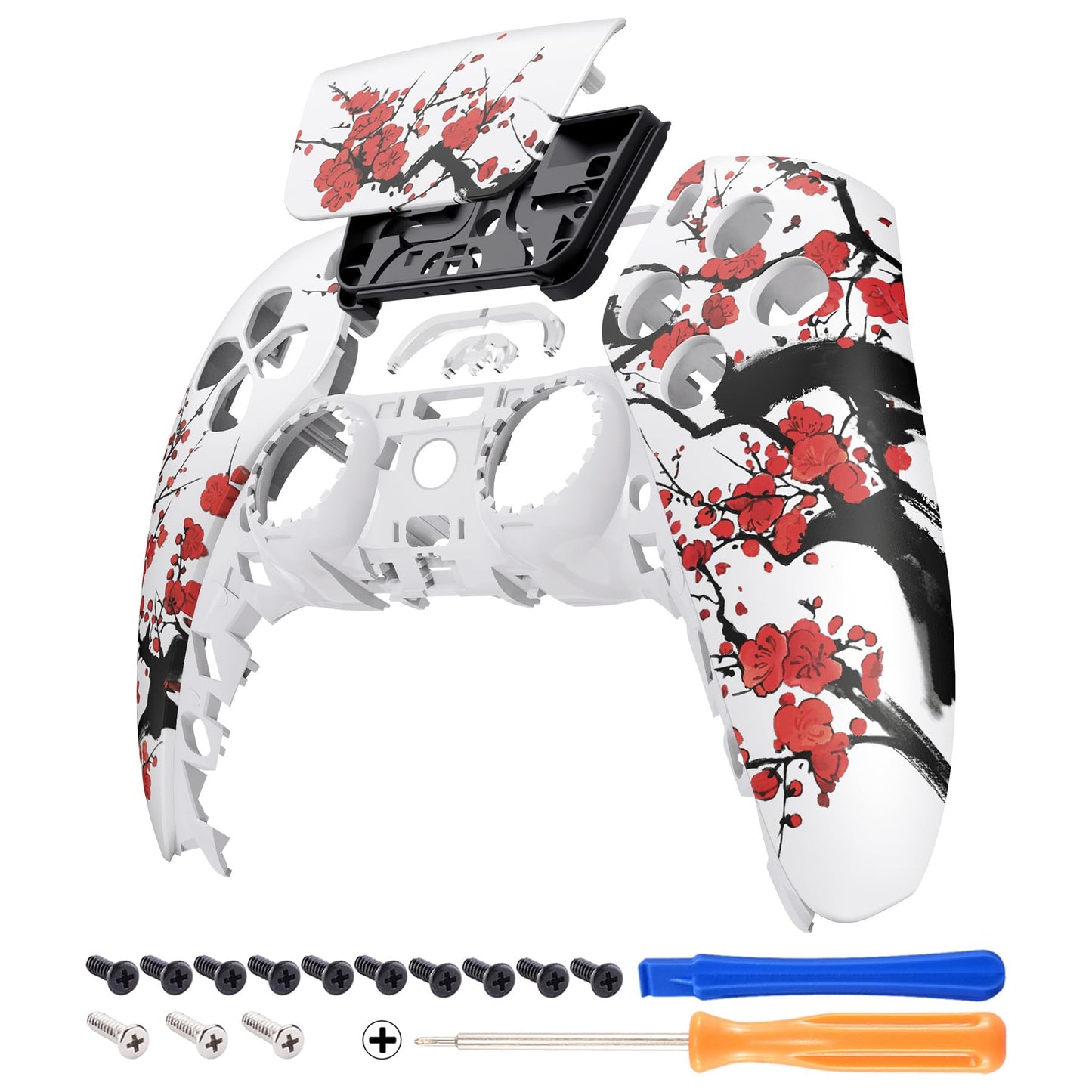 eXtremeRate Winter Blossom Front Housing Shell with Touchpad Compatible with p s 5 Controller BDM-010 020 030 040 050 DIY Replacement Shell Custom Touch Pad Cover Compatible with p s 5 Controller