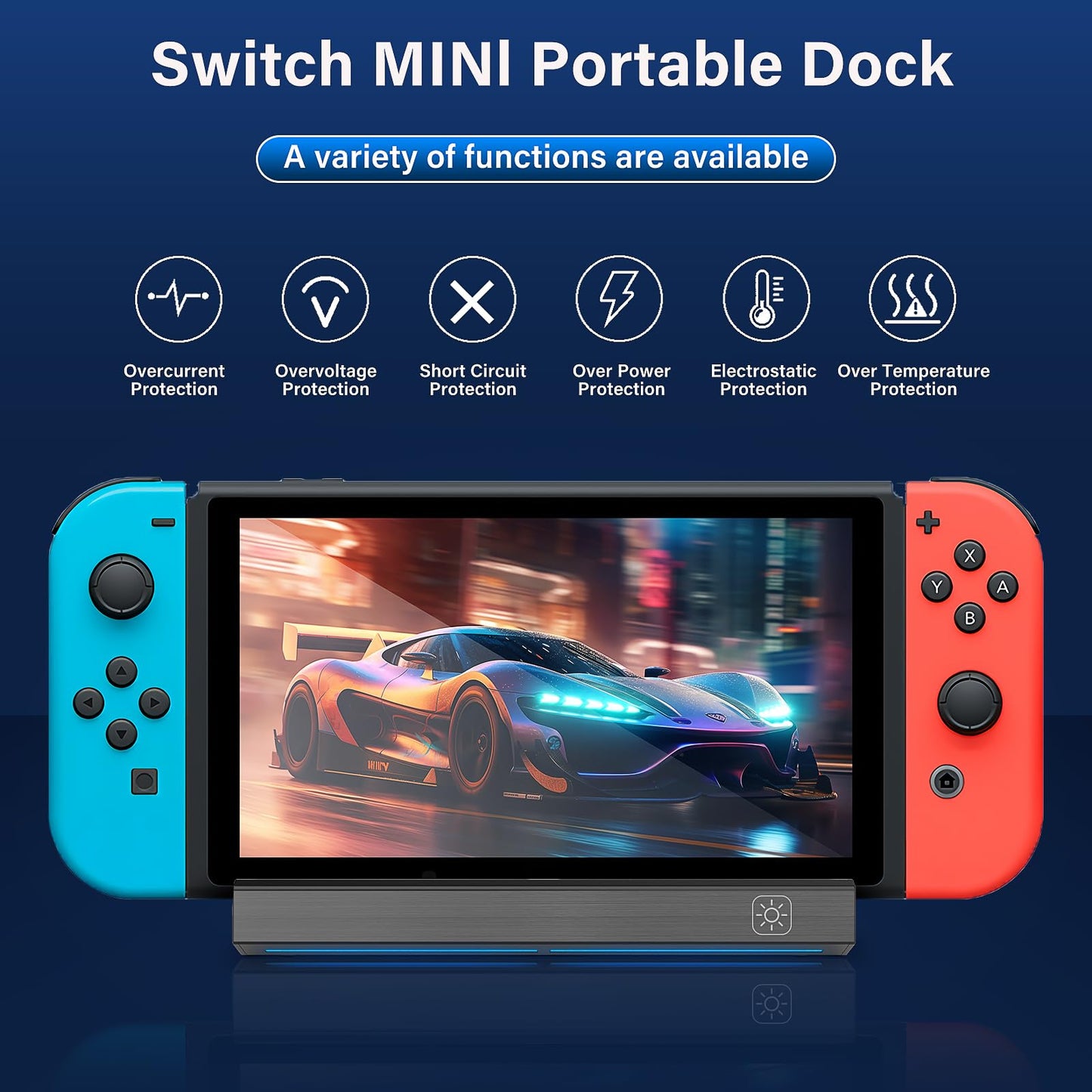 rapell TV Dock Station for Nintendo Switch/OLED - LAN Port, HDMI Adapter, USB 3.0 - Model W101DA