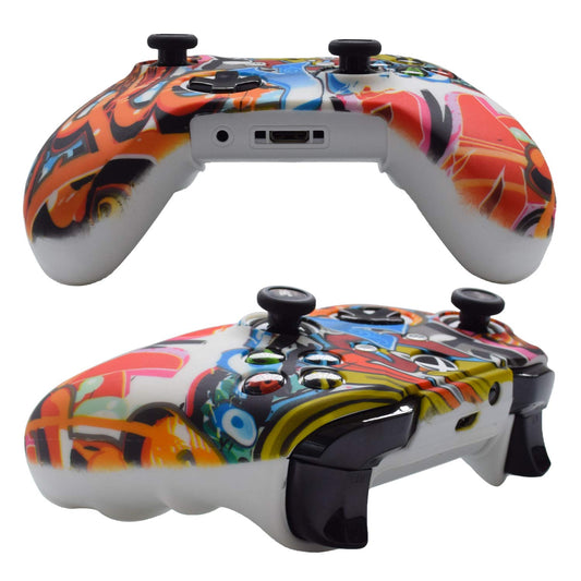 Hikfly Silicone Gel Cover for Xbox One/Xbox One S/Xbox One X Controller - White Octopus with 8 Thumb Grip Caps