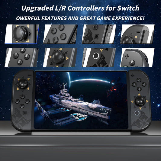 Hqeeun Switch Controller - Dual Vibration, Motion Control, Grey, Model HQ002-2FBA