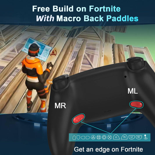 ZawWont Wireless PS4 Controller with 2 Back Paddles, Turbo, Compatible with Luna, PC, Fire Stick, No Drift ALPS Joystick, Model 198-5