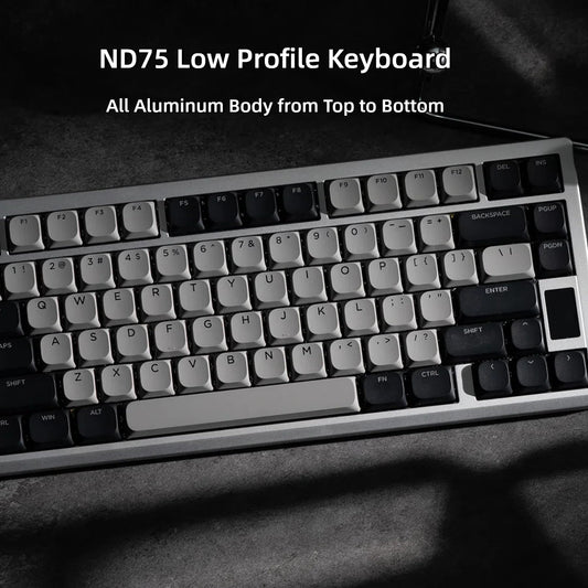 OOCTPK Mechanical Keyboard - Chilkey ND75 LP Wireless RGB, Bluetooth/USB-C, Ultra-Thin Design, Silver, PC/Mac Compatible