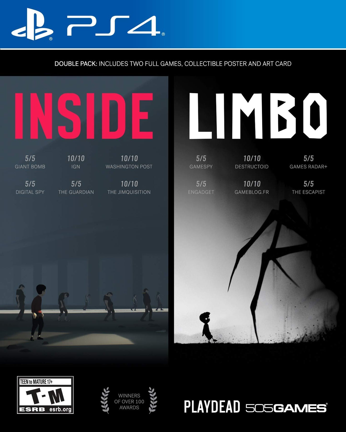 505 Games INSIDE / LIMBO Double Pack - PlayStation 4, Model 01930, Adventure Games Bundle