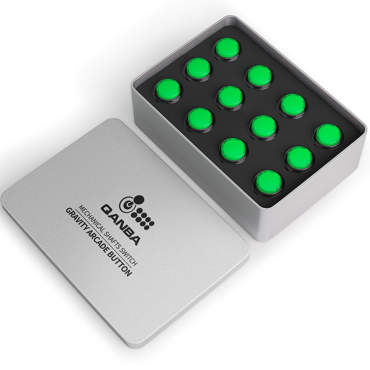 Qanba Gravity KS Mechanical Shafts Silent Pushbutton 24mm Snap-in (Boxed (Clear Green Black E09(12 pcs)