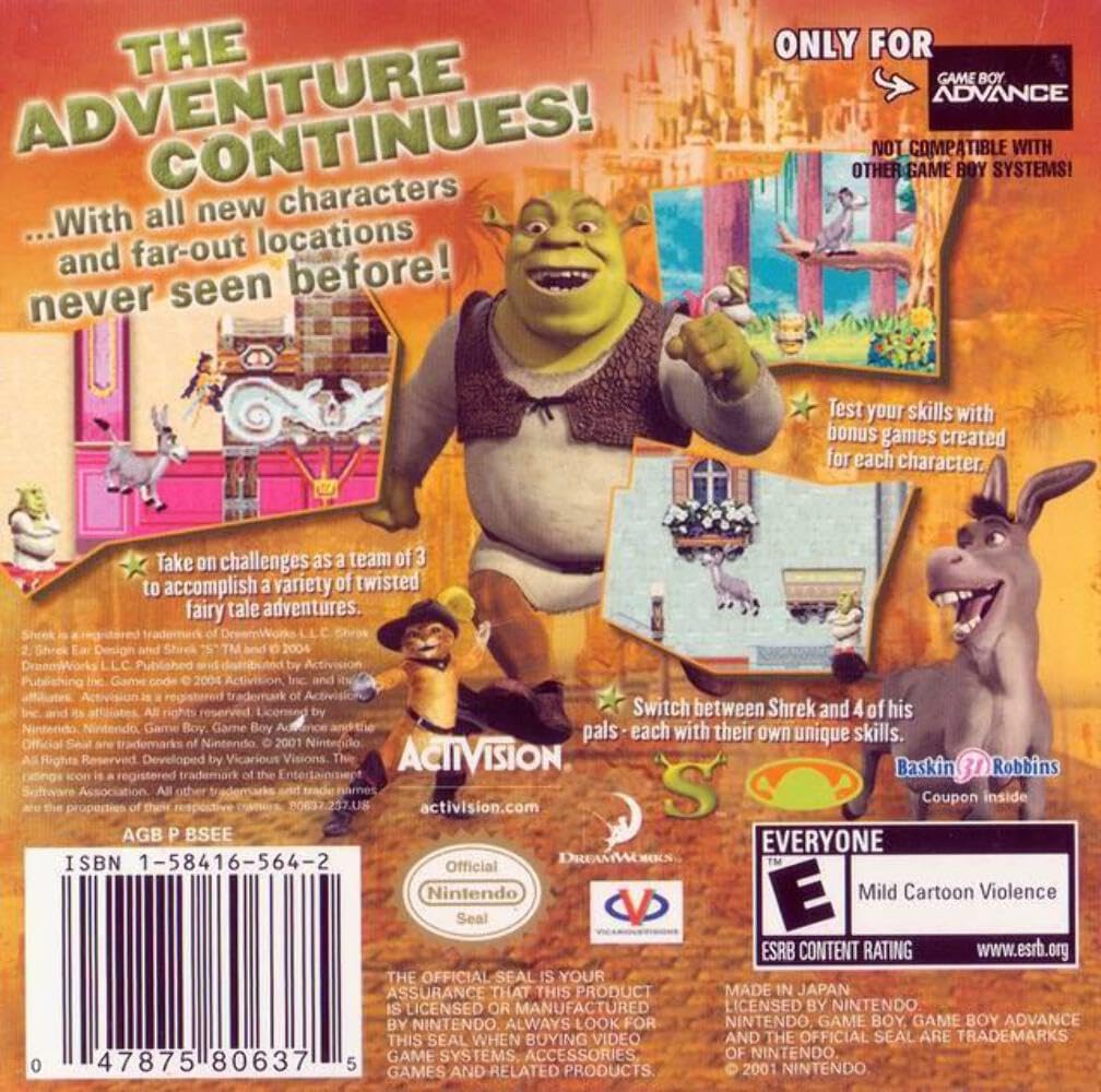 ACTIVISION Shrek 2 Video Game - Model 80637, Engaging Adventure Experience