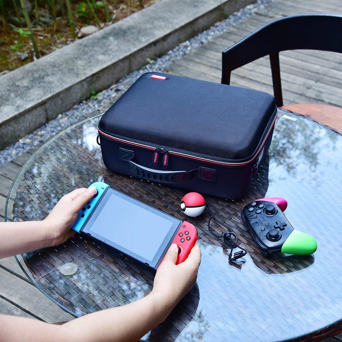 Diocall Deluxe Carrying Case for Nintendo Switch & OLED 2021 - Black Travel Bag for Pro Controller