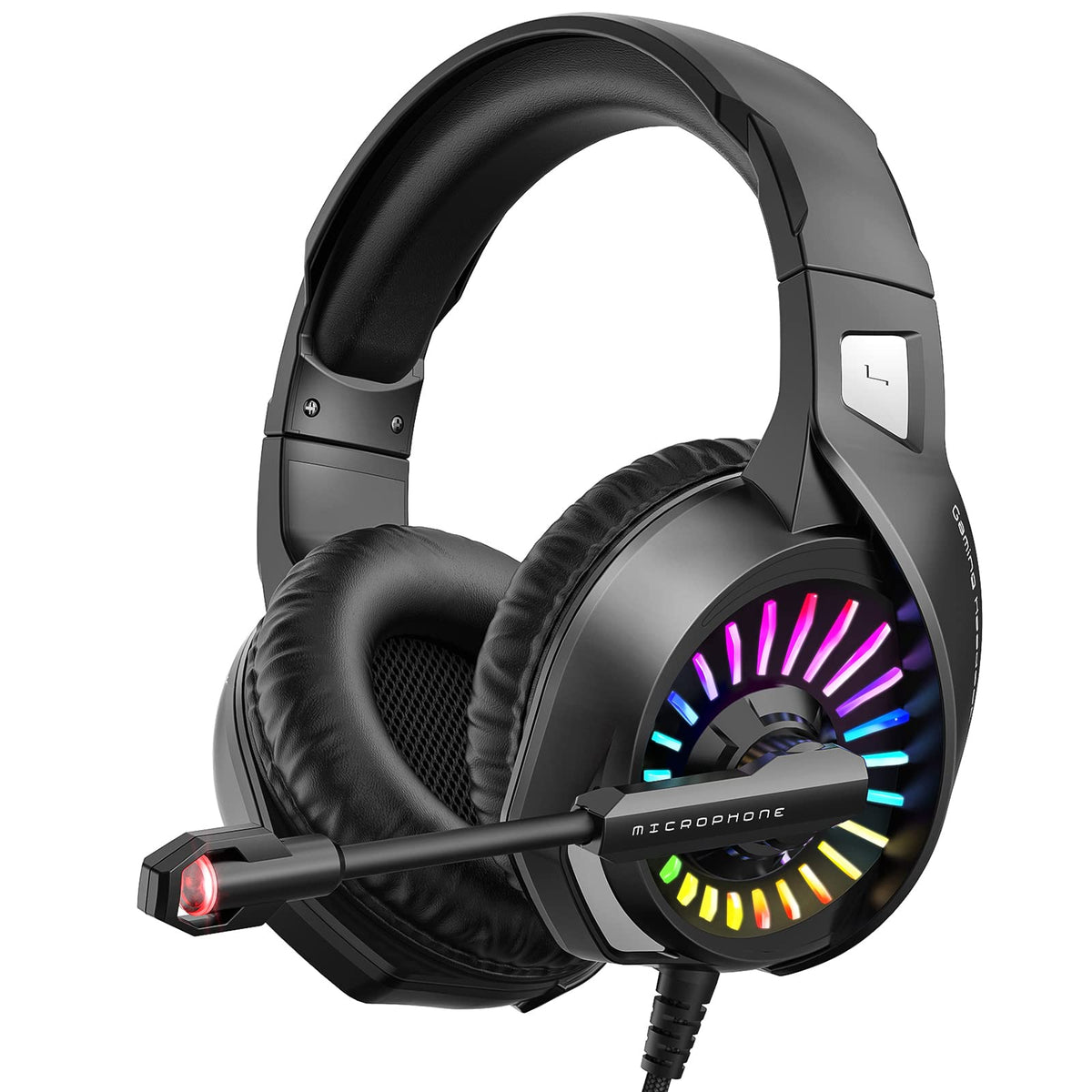 ZIUMIER Gaming Headset with Microphone Compatible with PS4 PS5 Xbox One PC Laptop Over-Ear Headphones with LED RGB Light Noise Canceling Mic 7.1 Stereo Surround Sound