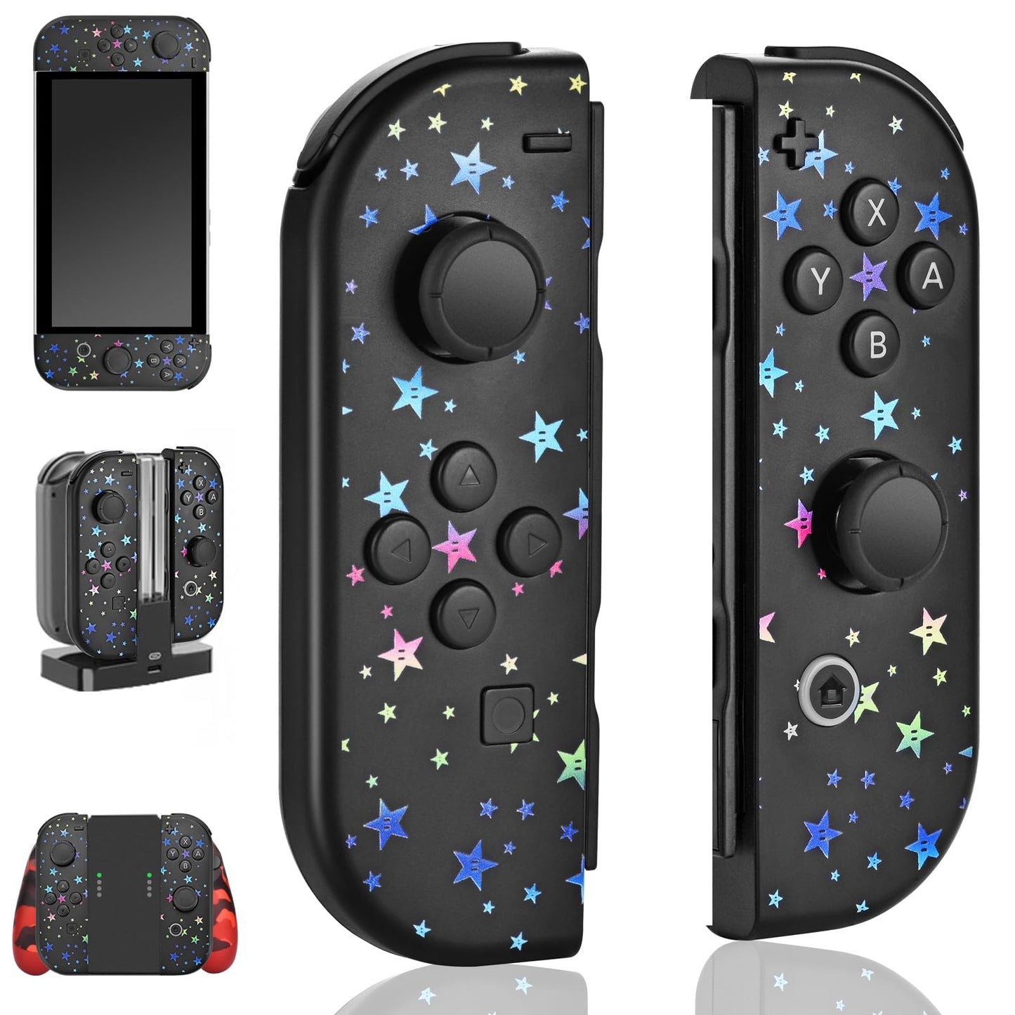 YYDSTLDP Wireless Replacement Controller for Switch/Lite/OLED - Black, Supports Wake-up & Dual Vibration