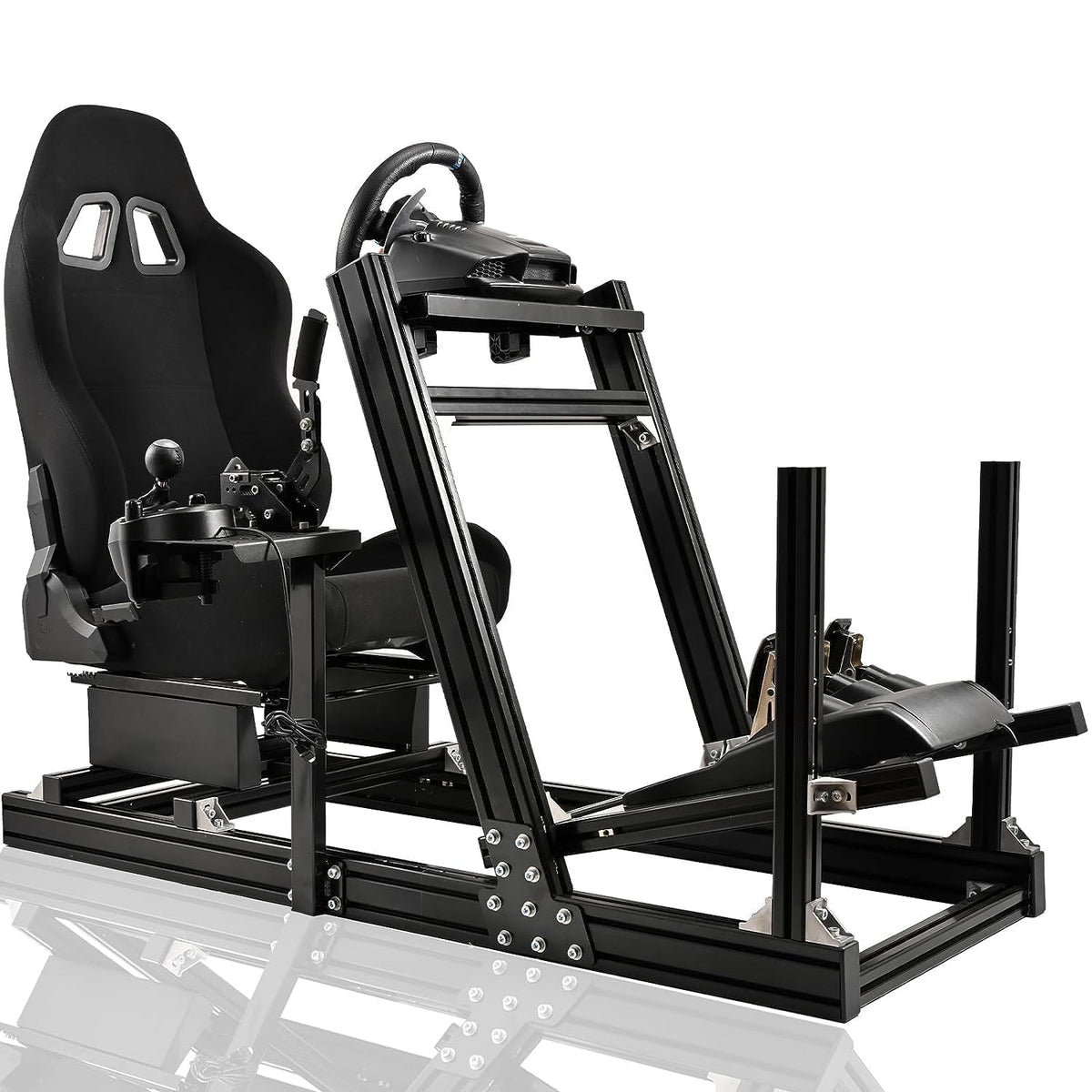 Marada Aluminum Profile Racing Simulator Cockpit with Seat Unlimited Adjustment Fit for Thrustmaster/Fanatec/Moza/Logitech G29 GPro Sim Frame 8040 Not Include Steering Wheel Pedals Handbrake