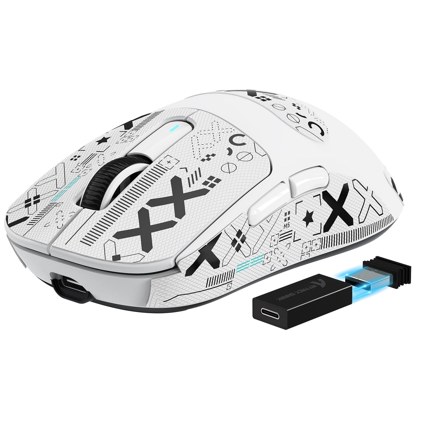 ATTACK SHARK X3PRO 4K/8K Lightweight Wireless Gaming Mouse with Tri-Mode(Wired/2.4GHz/BT) PAW3395 Optical Sensor 26K DPI Kailh GM8.0 Switch Long Battery 7 Buttons for PC/Laptop/Win/Mac(White+Sticker)