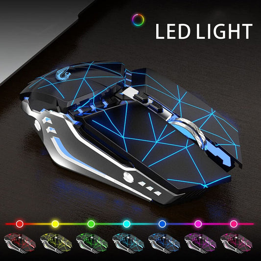 TENMOS T12 Wireless Gaming Mouse - Rechargeable, 2.4G, Silent, 7 Buttons, Adjustable DPI, Starry Black