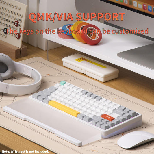 nuphy Halo75 V2 Mechanical Gaming Keyboard - 75% Wireless, Hot Swappable, RGB Backlit, Raspberry (46gf), White