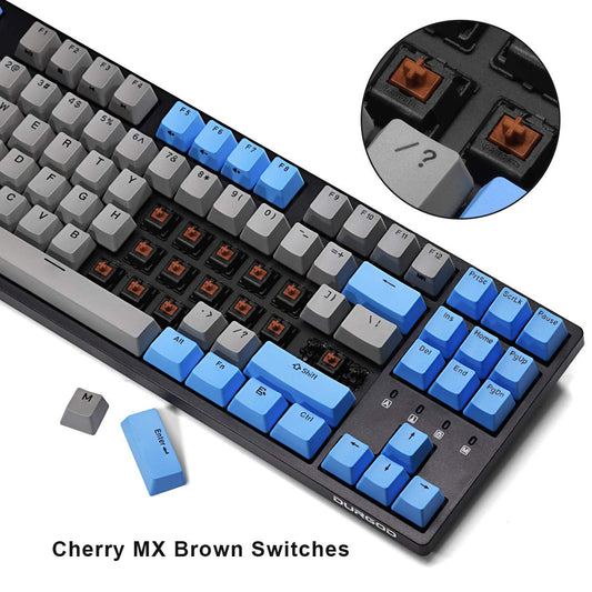 DURGOD Taurus K320 TKL Mechanical Keyboard - 87 Keys, USB C, Doubleshot PBT, NKRO, Cherry Brown, Haze Blue