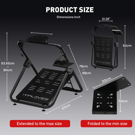 GTPLAYER Sim Racing Steering Wheel Stand GTS05 for Logitech G920/G923/G29 - Folding, Tilt-Adjustable, Deep Black