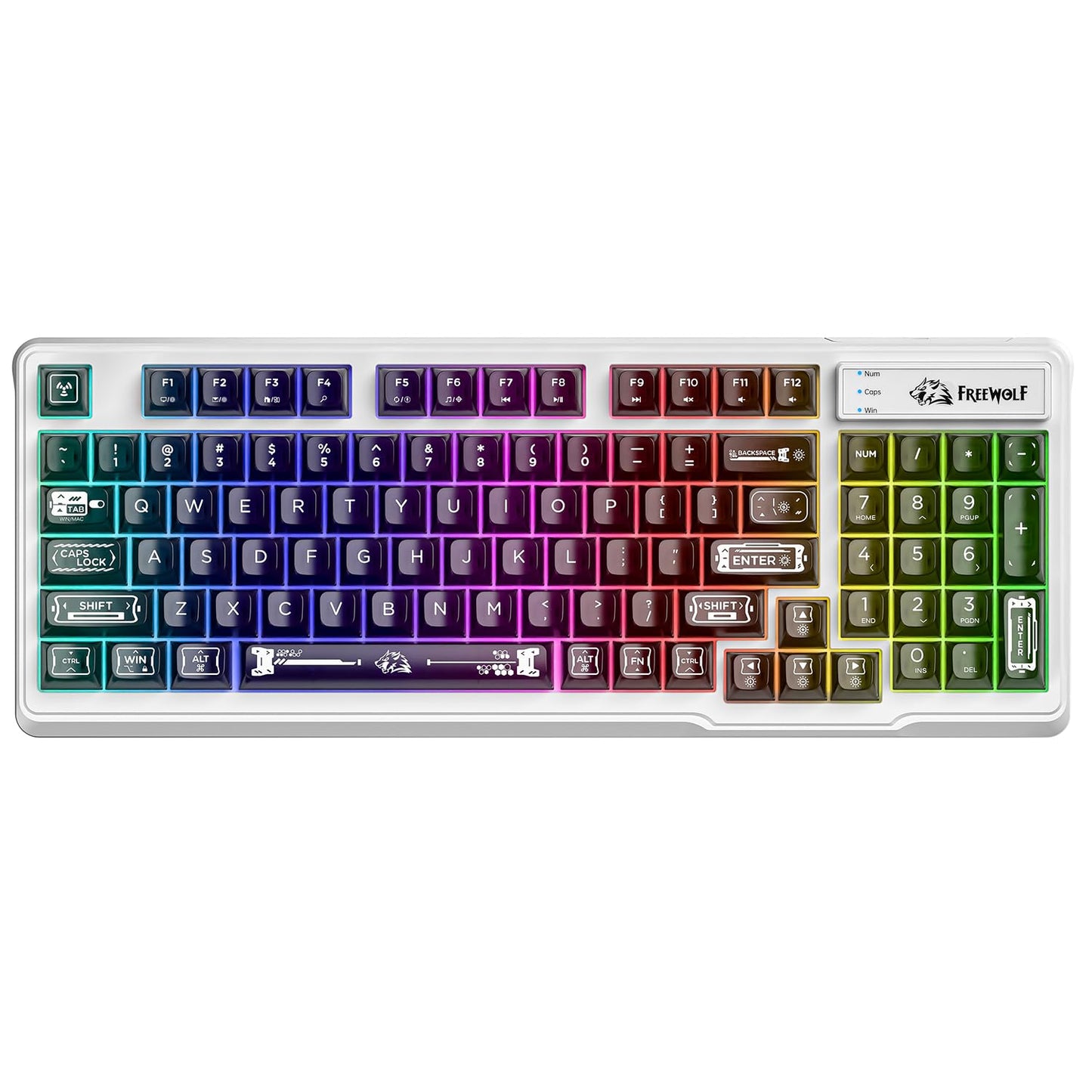 ZIYOU LANG M95 Transparent Membrane Keyboard Wired Gaming Keyboard with Clear Keycap Rainbow RGB Backlit Side Light bar 94 Silent Keys with Mechanical Feeling 26-Key Anti-ghosting for Mac/Pc Black