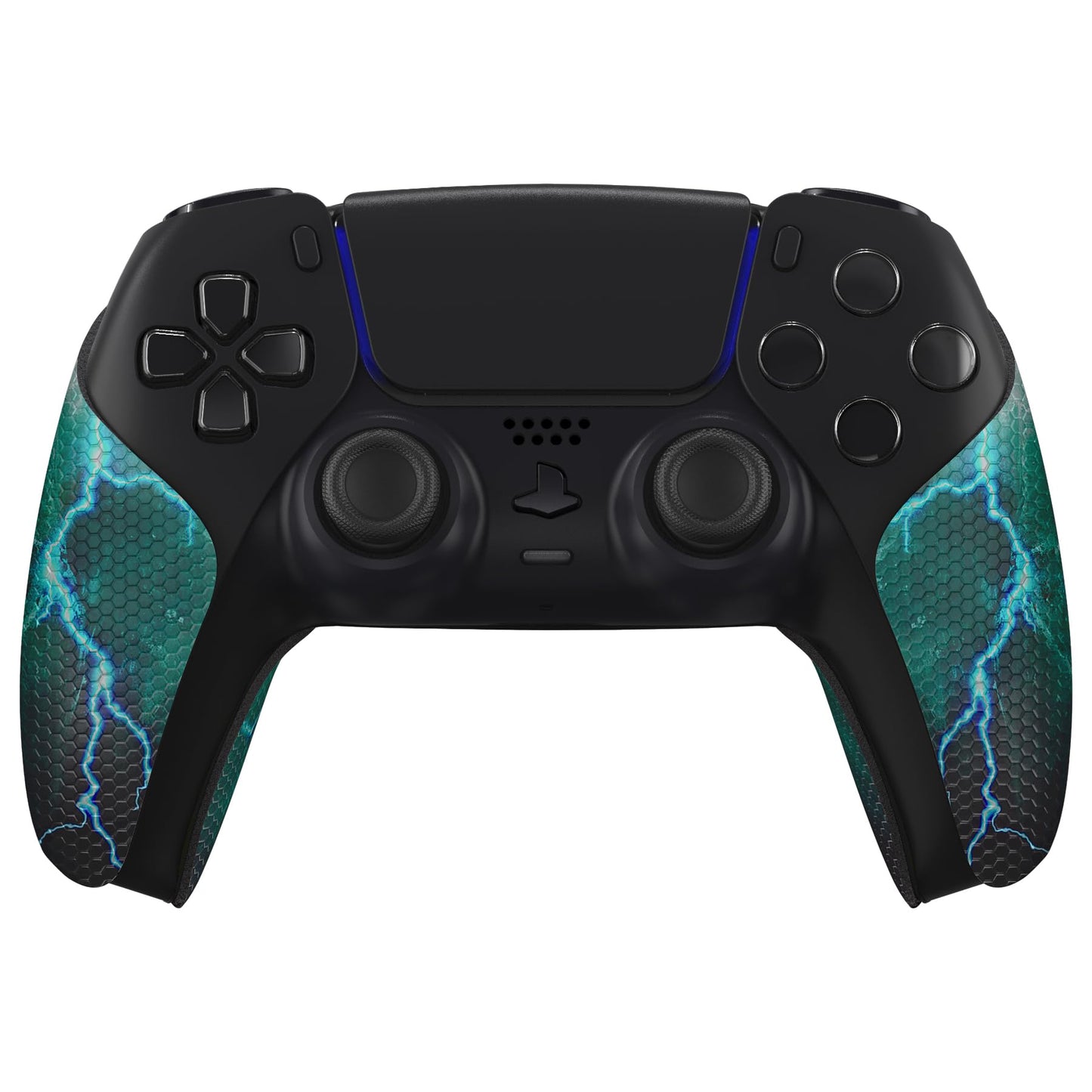 eXtremeRate PlayVital Anti-Skid Sweat-Absorbent Controller Grip for ps5 Controller Professional Textured Soft Rubber Pads Handle Grips for ps5 Controller - Green Storm Thunder