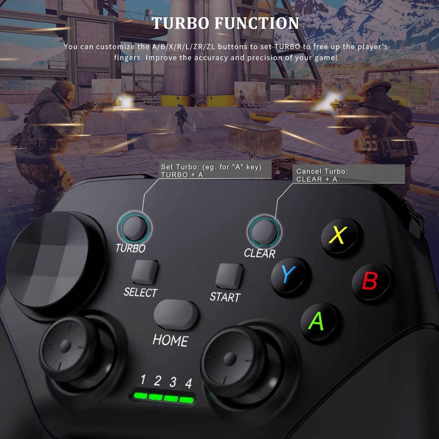 arVin Game Controller for iPhone/Android/PC - Wireless Joystick, Turbo Feature, Black, Compatible with iPhone 15/14/13 and More