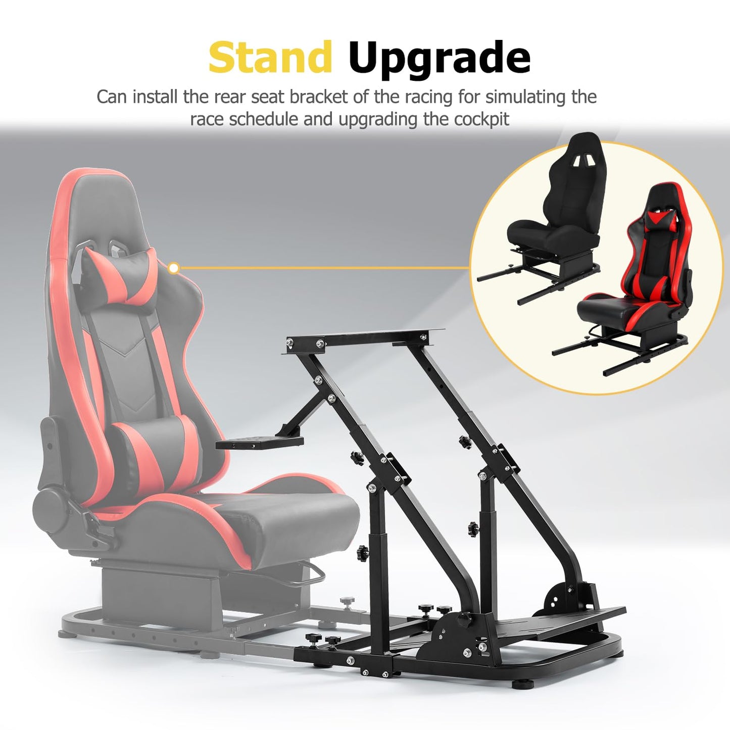 Marada Sim Racing Wheel Stand - Adjustable Height & Angle for Logitech G25/G27/G29/G920/G923, Thrustmaster T300/T248, Black, Model: raing rig 31