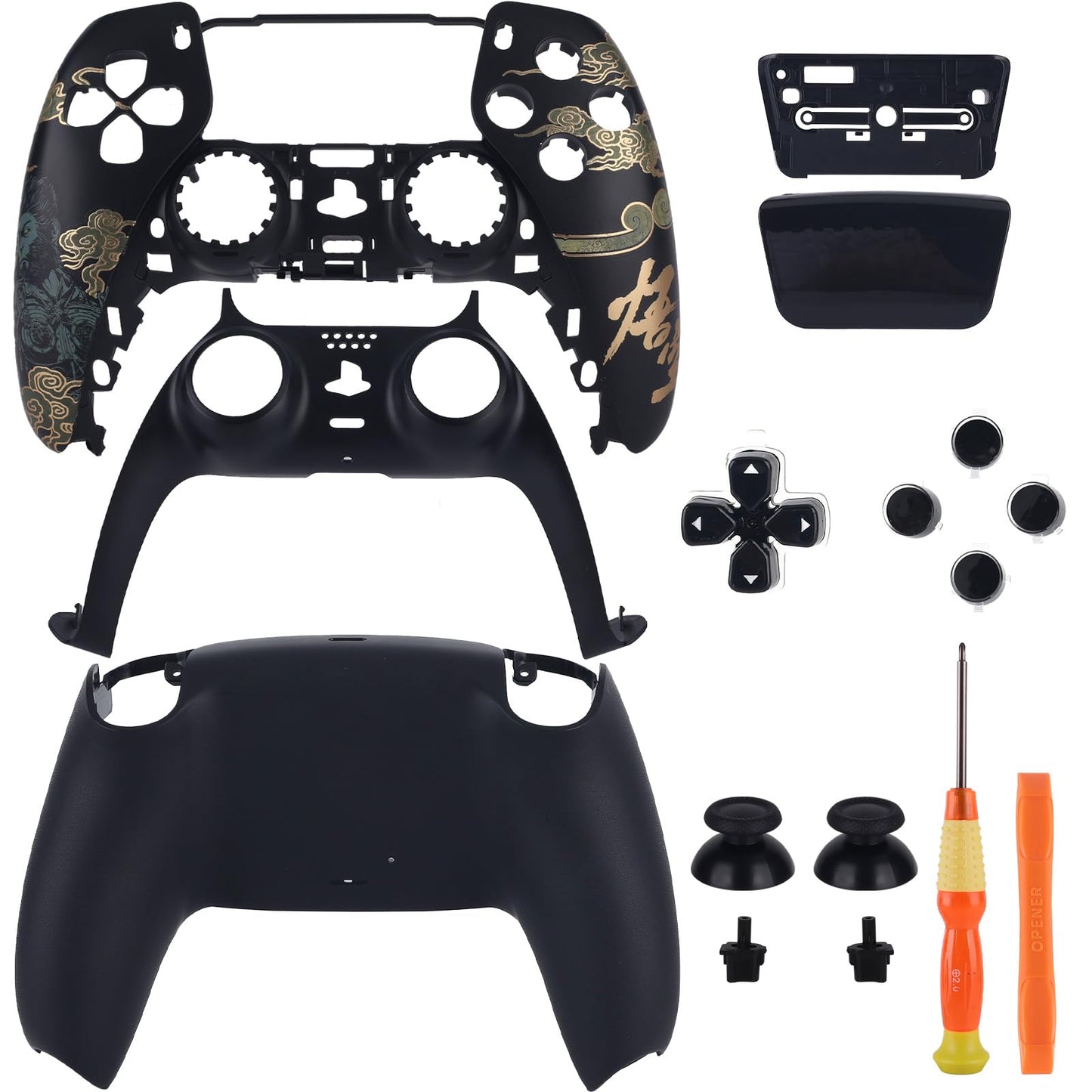 Replacement Housing Shell for PS5 Controller Faceplates Replacement kit for PlayStation 5 Controller Includes Front and Back Shell Thumbsticks Touch Pad Buttons (Frosted Black)