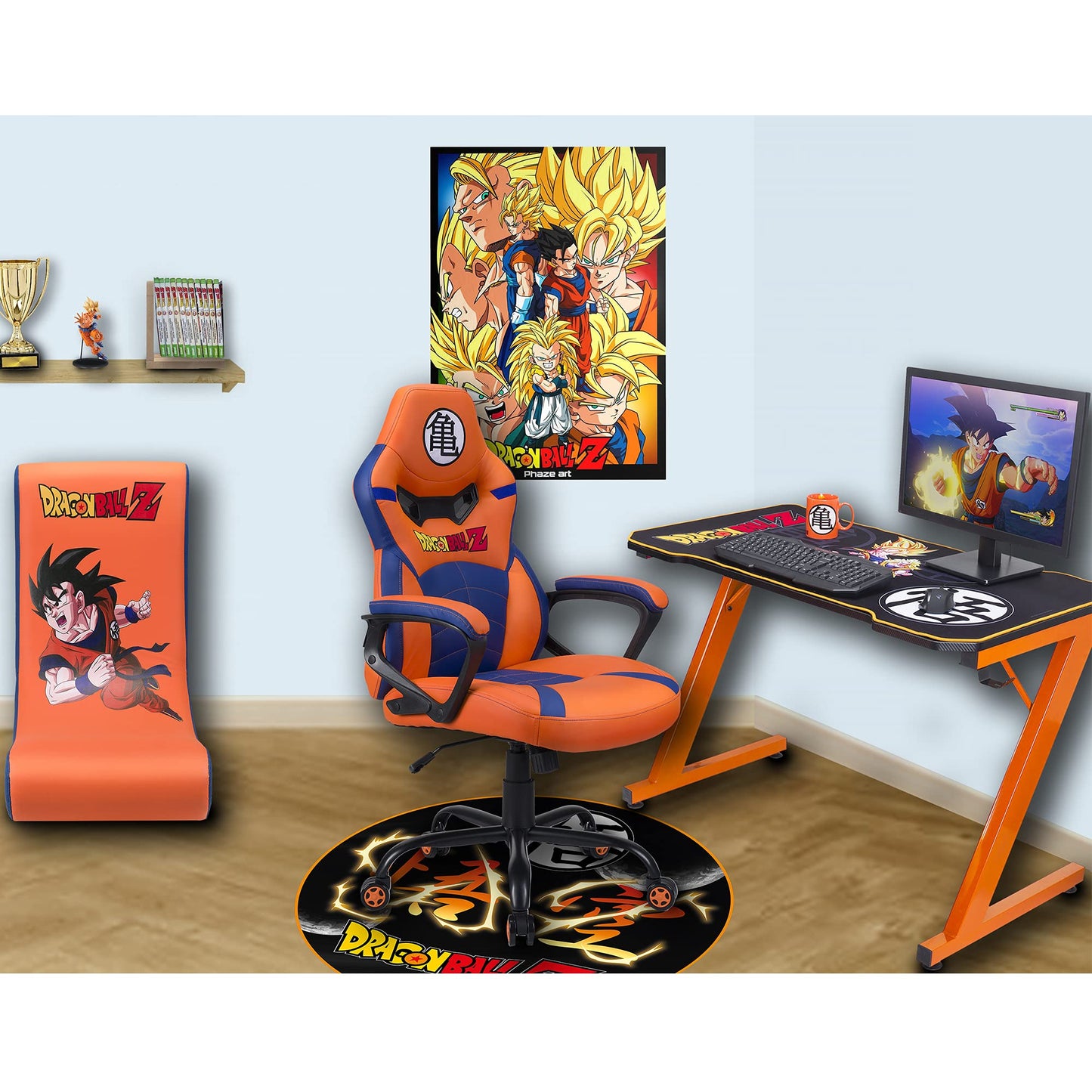 SUBSONIC Dbz Dragon Ball Z Gaming Rug - Anti-Slip Floor Mat for Gaming Chair, Model SA5550-D1
